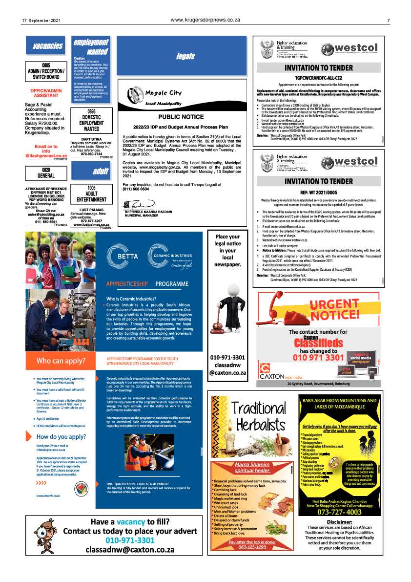 Krugersdorp News 17 September 2021 page 7