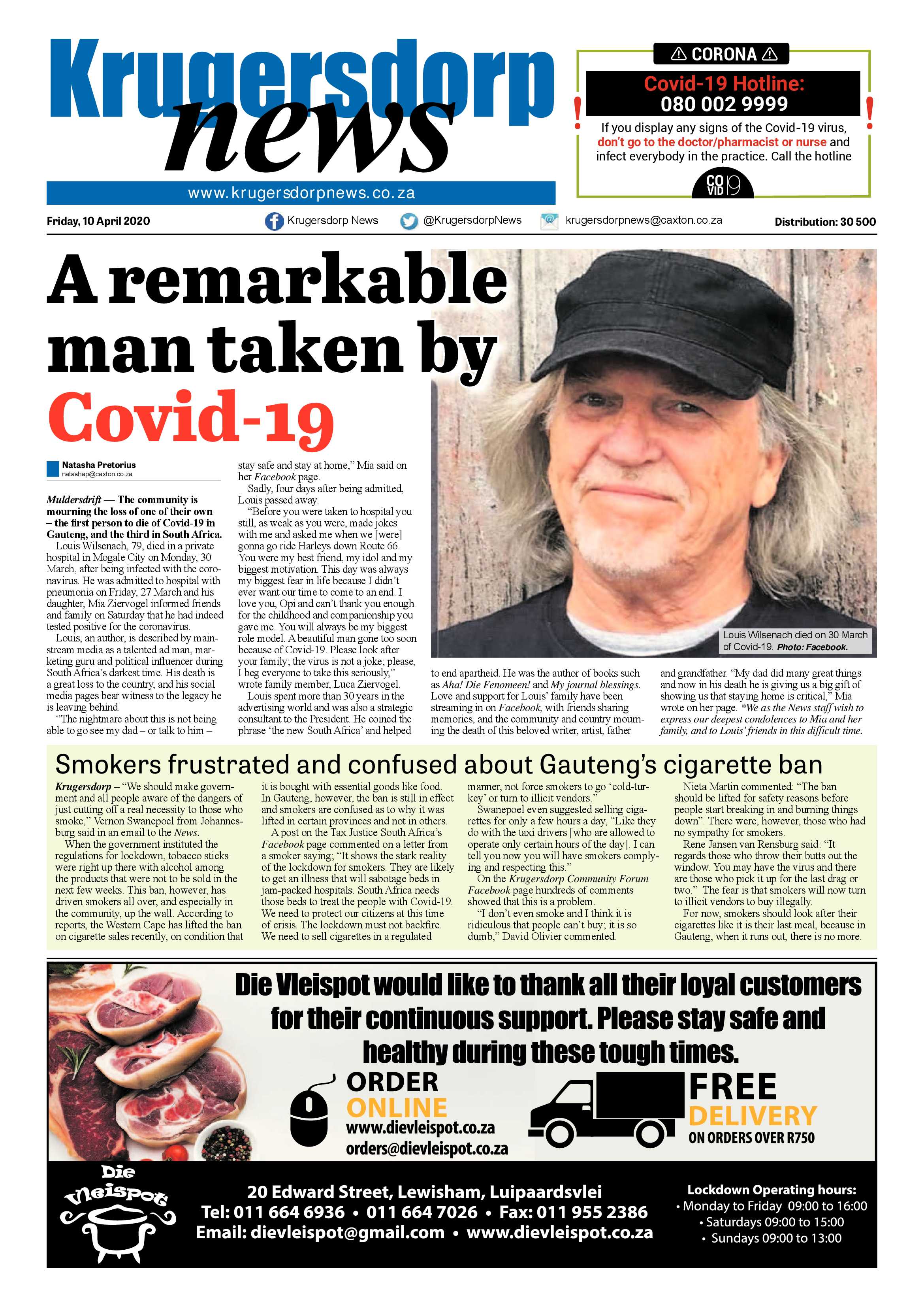 Krugersdorp News 10 April 2020 page 1