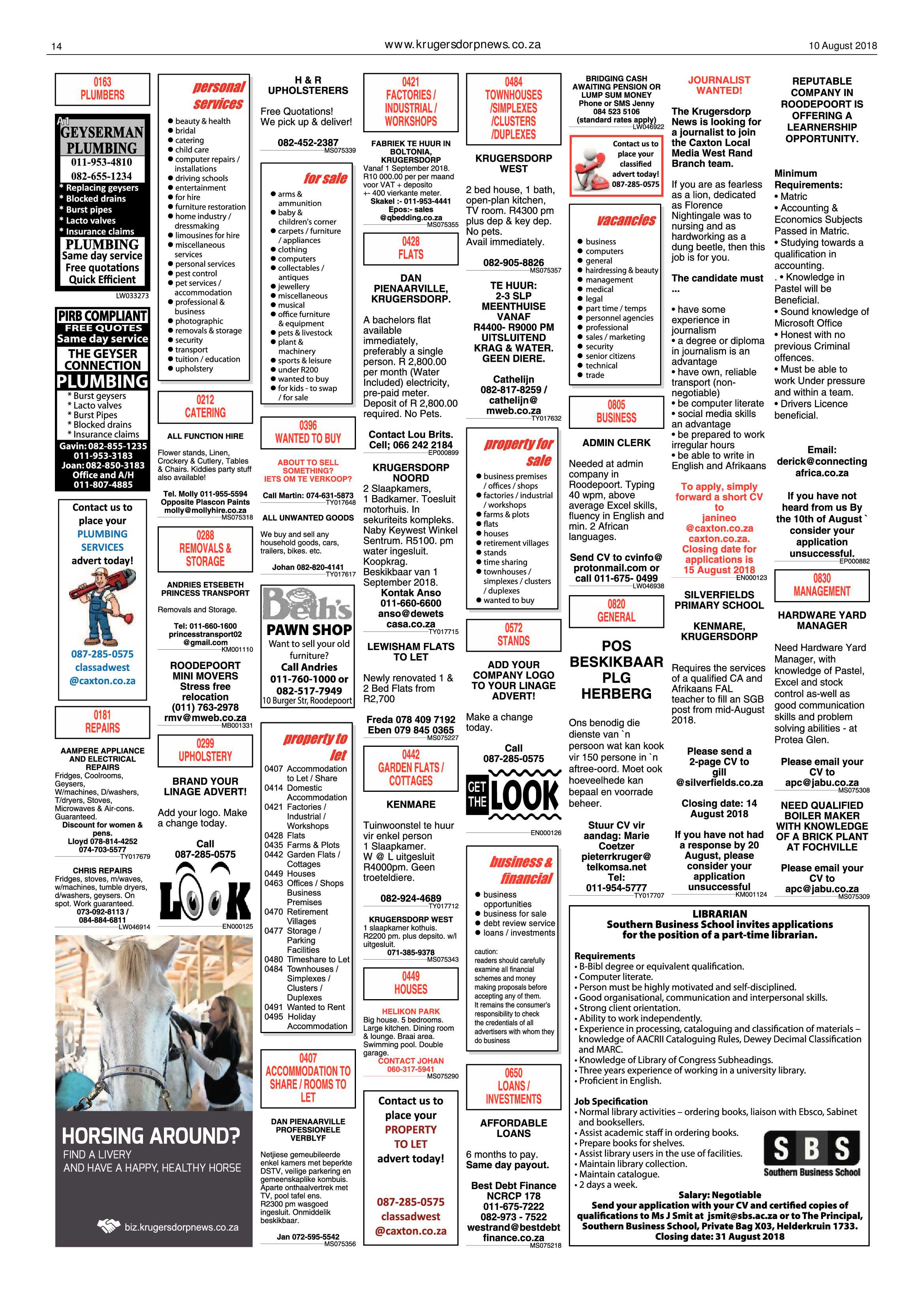 Krugersdorp News 10 August 2018 page 14