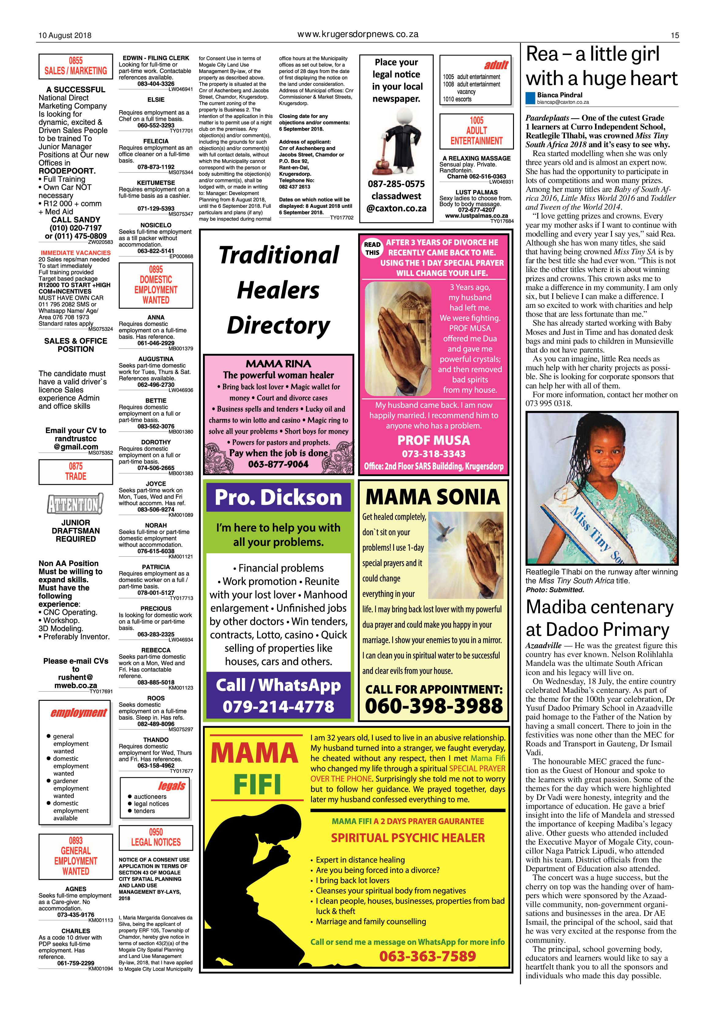 Krugersdorp News 10 August 2018 page 15