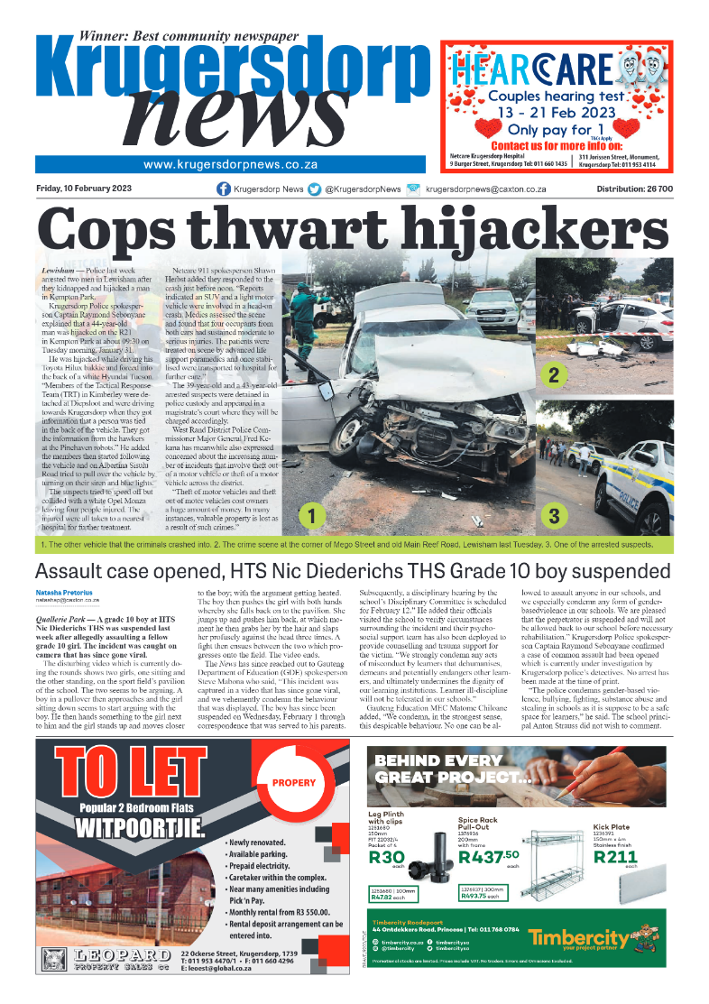 Krugersdorp News 10 February 2023 page 1