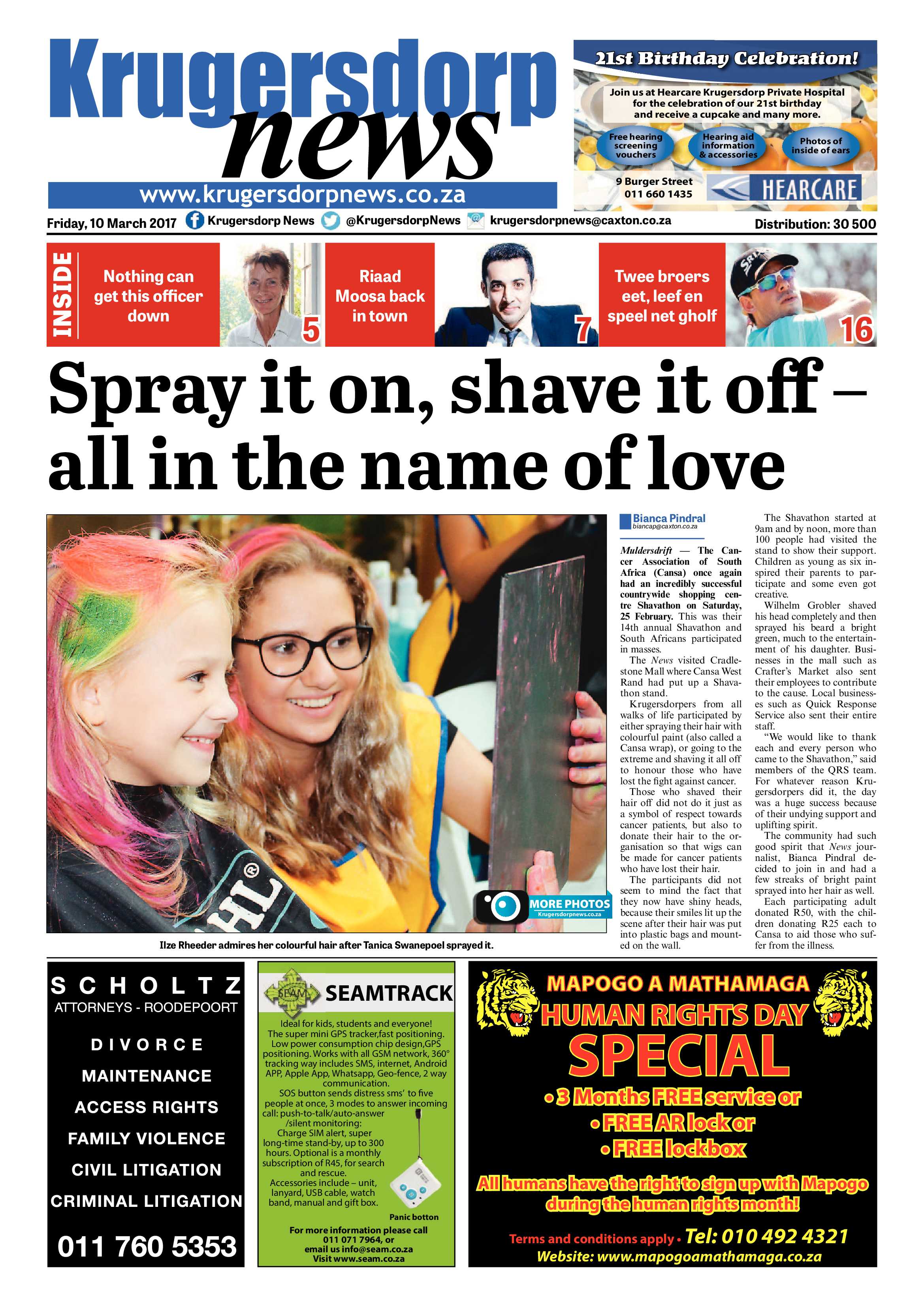 Krugersdorp News 10 March 2017 page 1