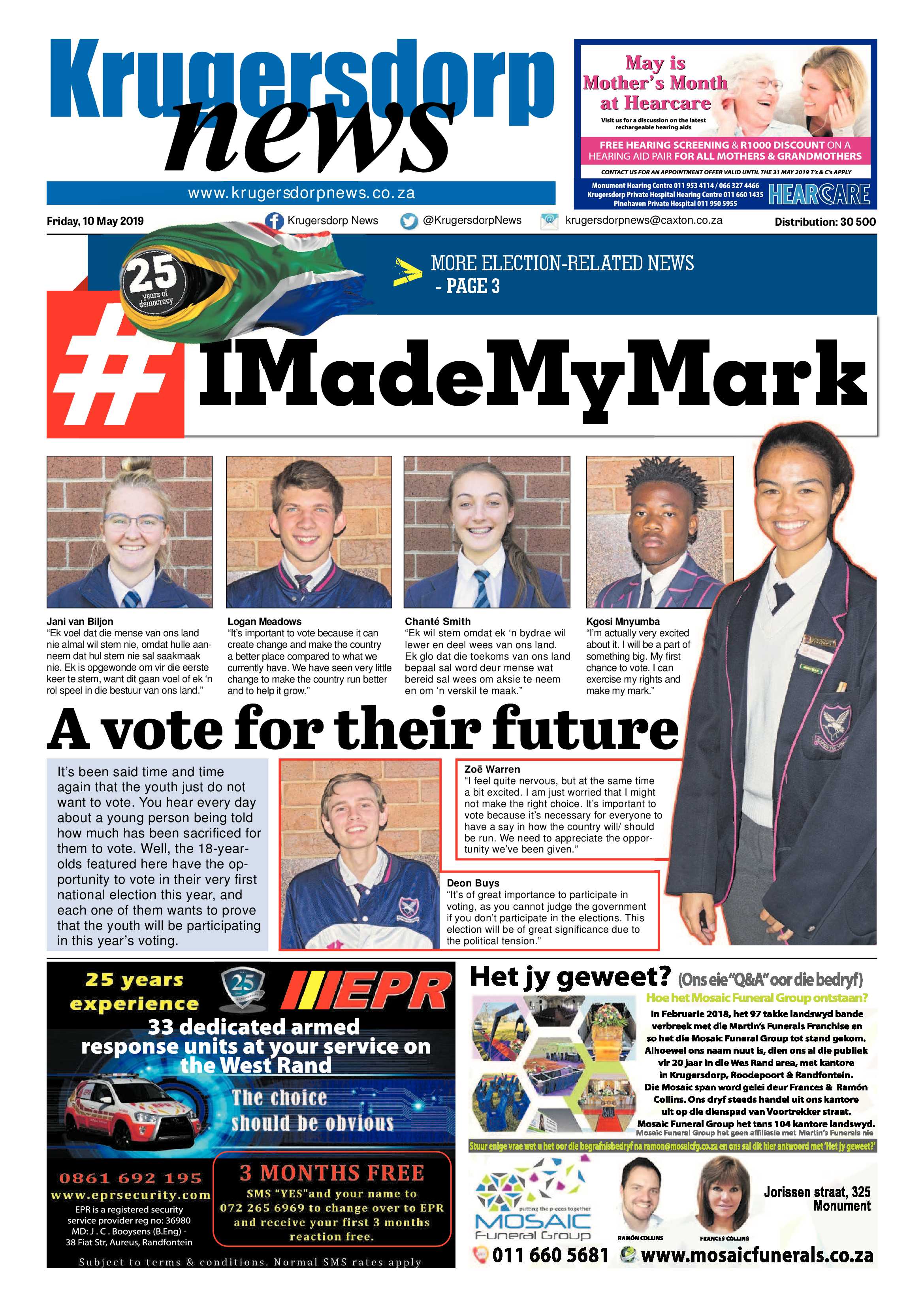 Krugersdorp News 10 May 2019 page 1