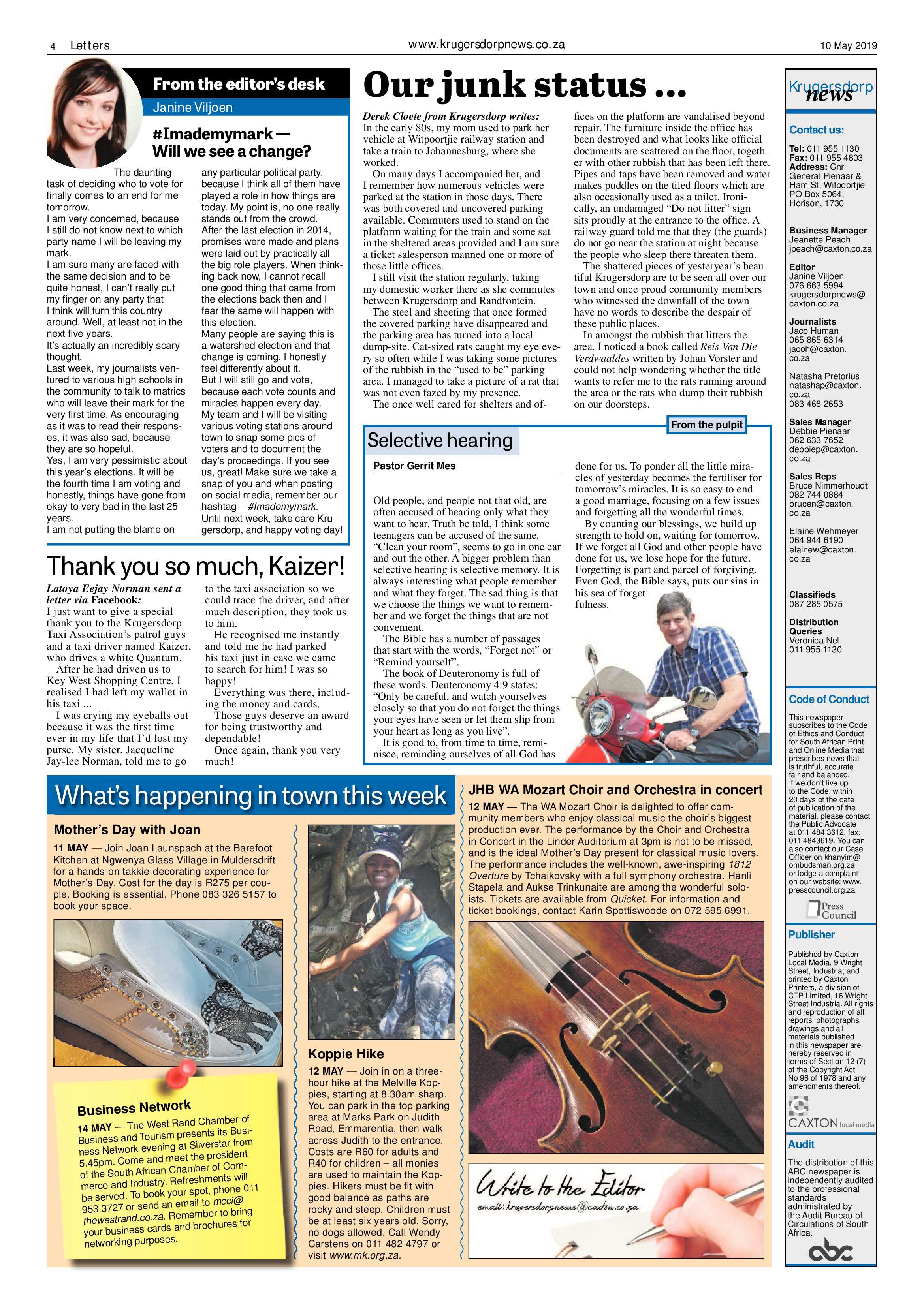 Krugersdorp News 10 May 2019 page 4