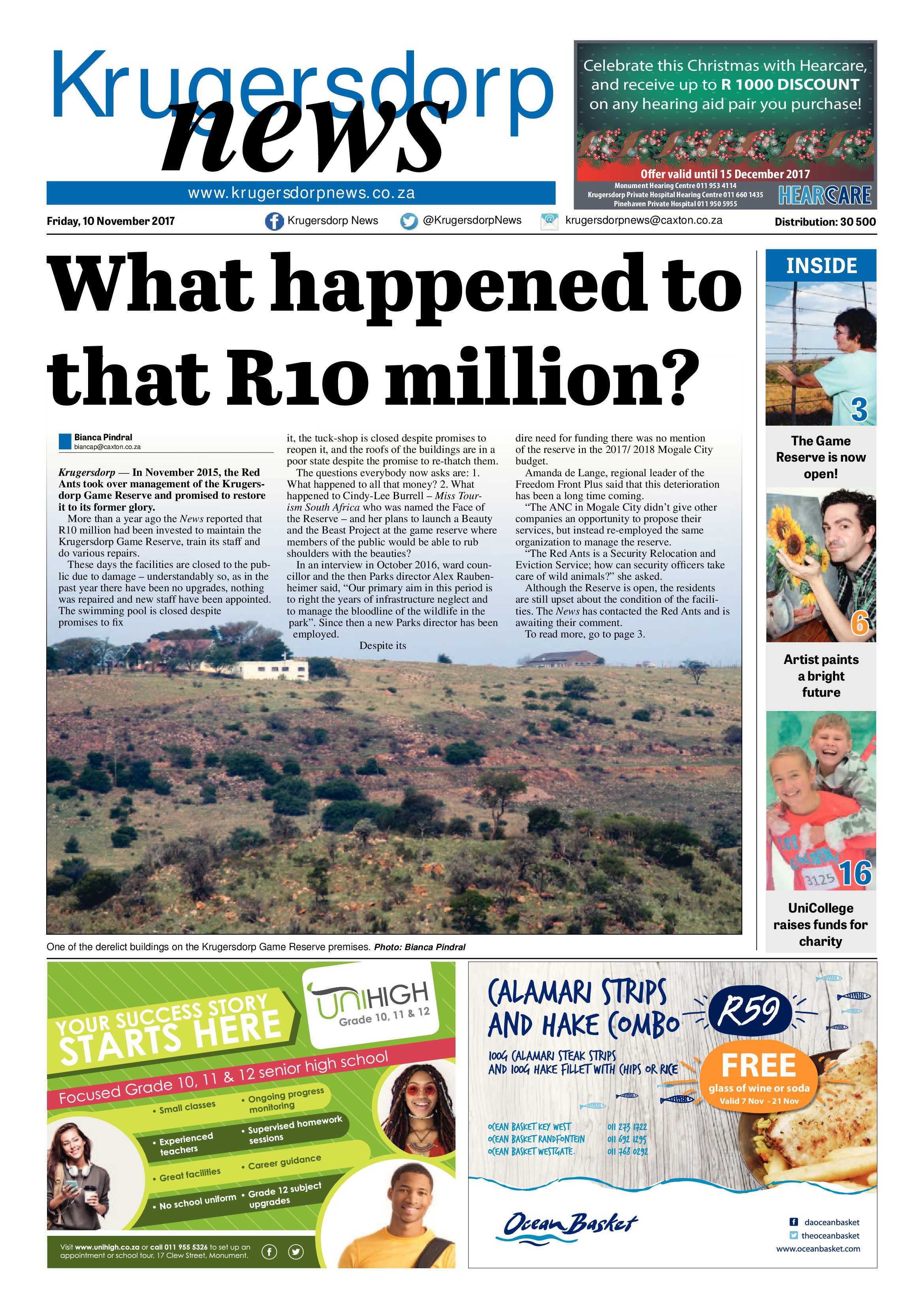 Krugersdorp News 10 November 2017 page 1