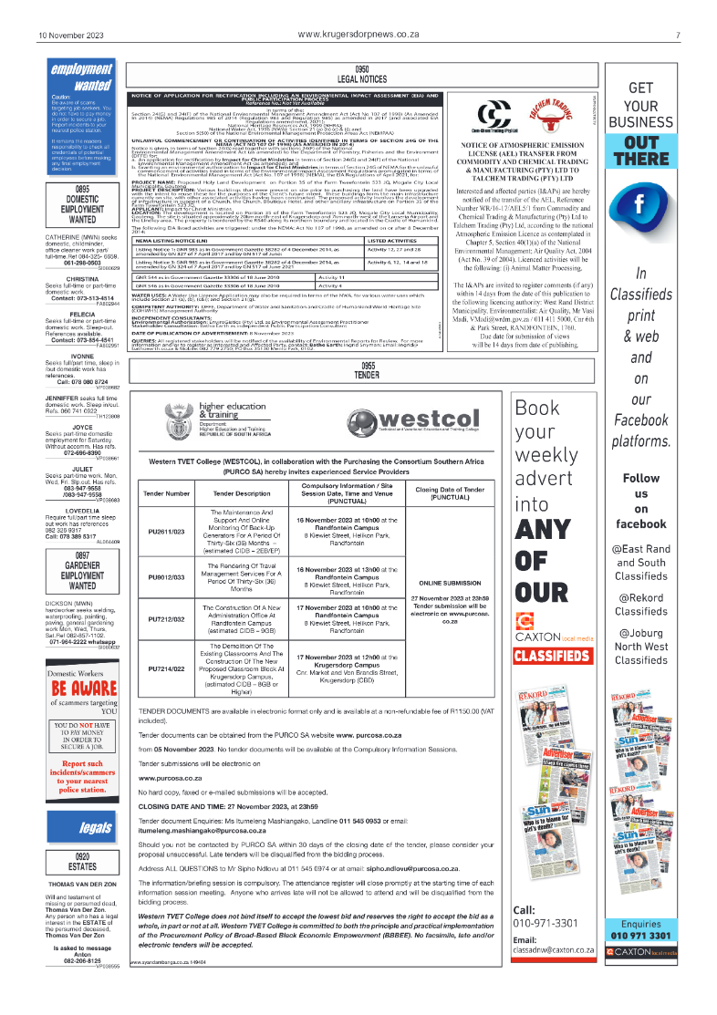 Krugersdorp News 10 November 2023 page 7