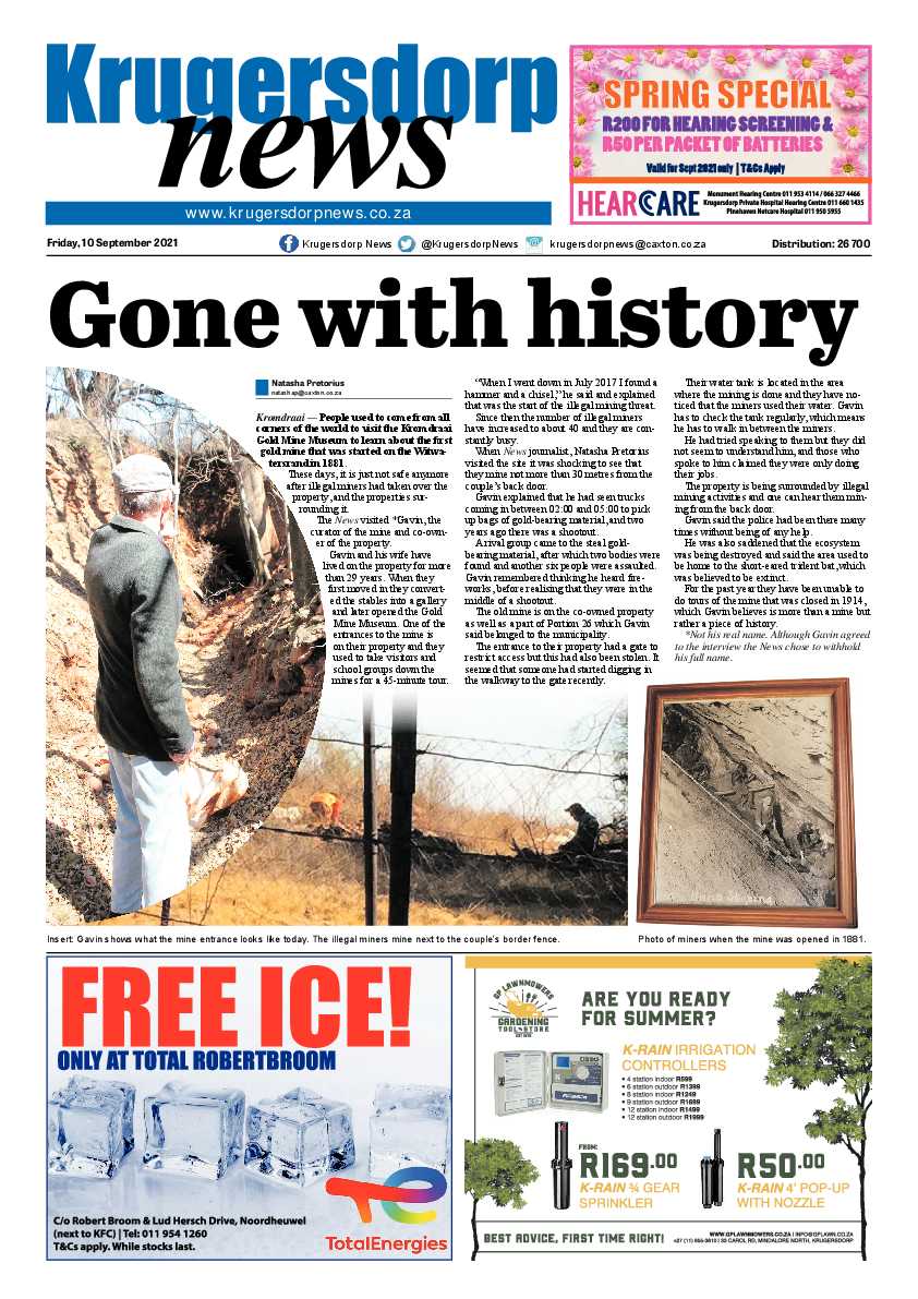 Krugersdorp News 10 September 2021 page 1