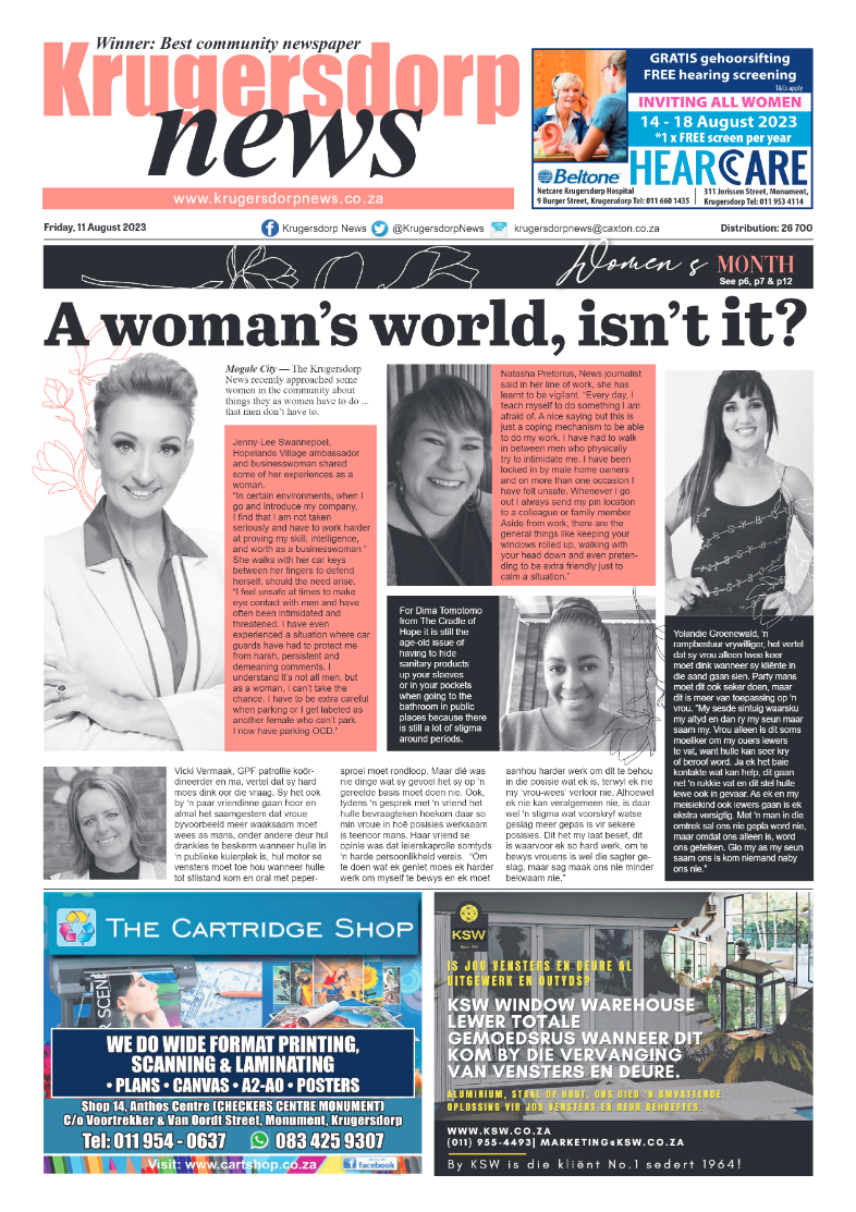Krugersdorp News 11 August 2023 page 1