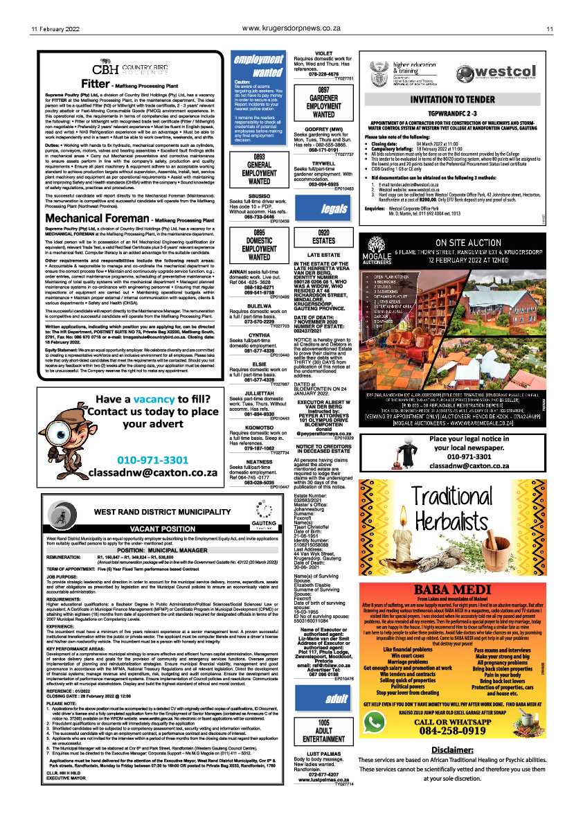 Krugersdorp News 11 February 2022 page 11