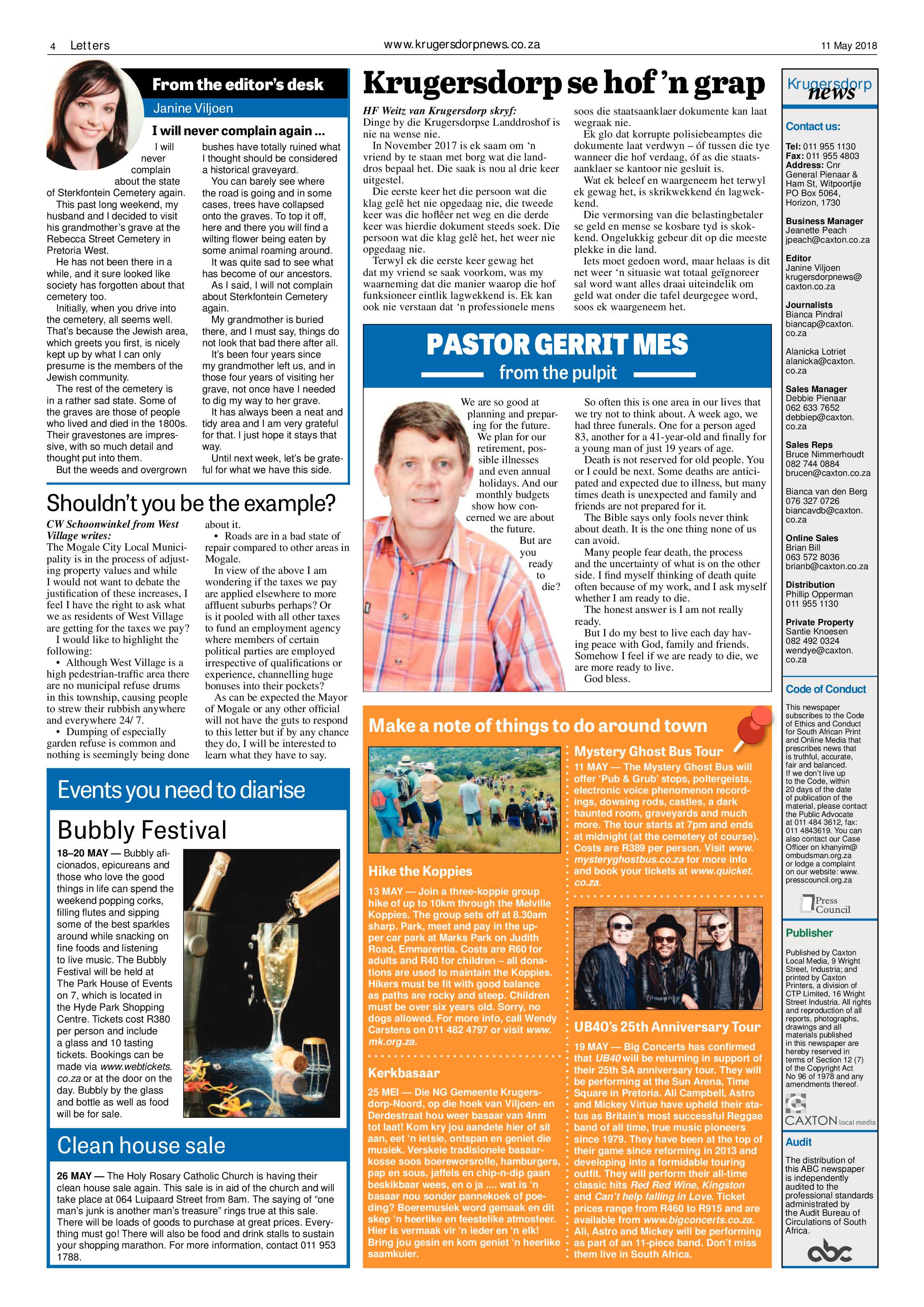 Krugersdorp News 11 May 2018 page 4