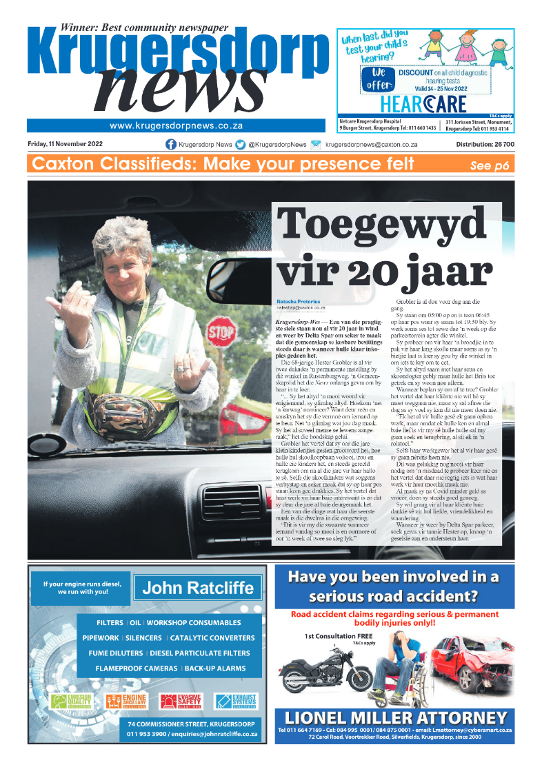 Krugersdorp News 11 November 2022 page 1