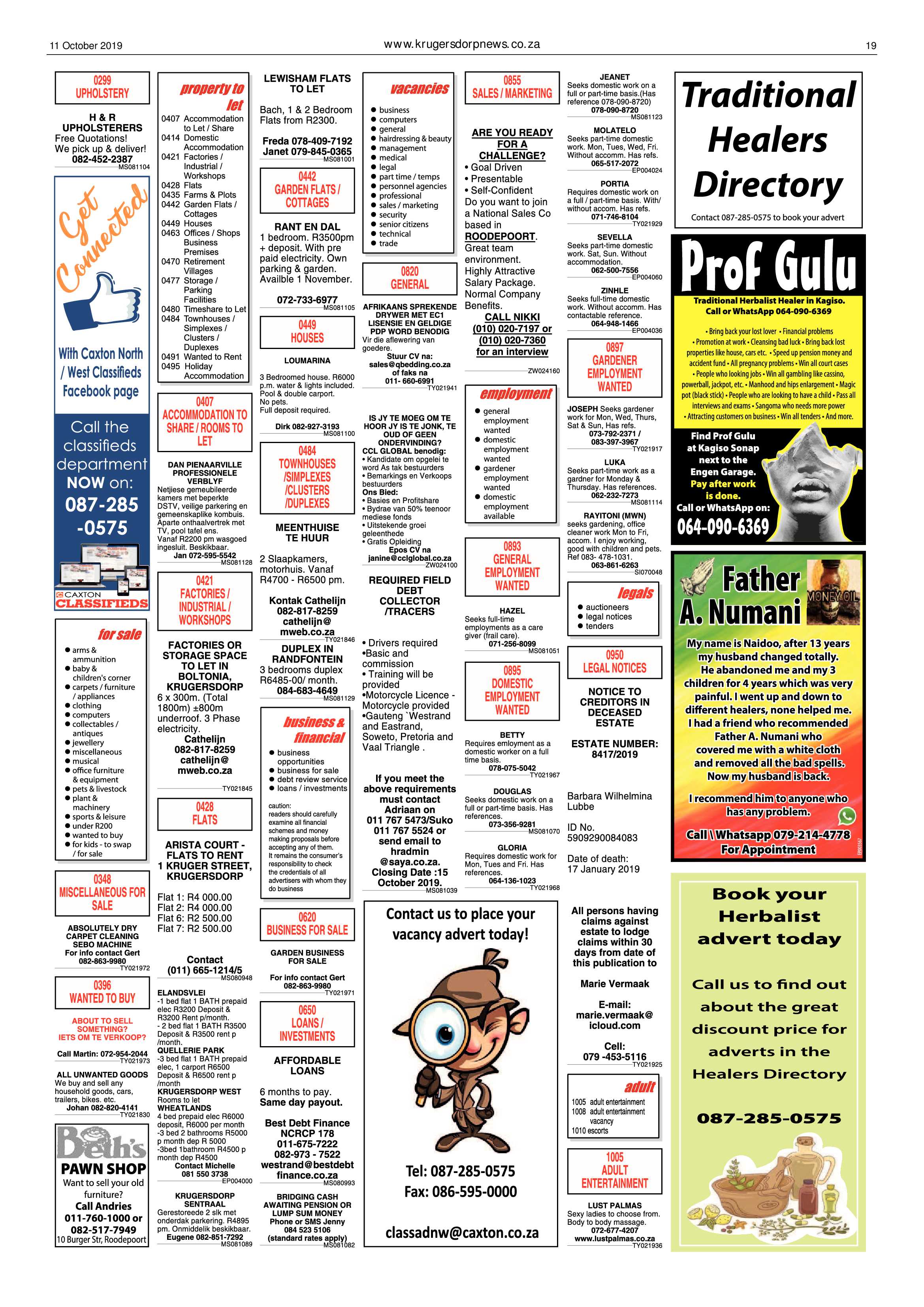 Krugersdorp News 11 October 2019 page 19