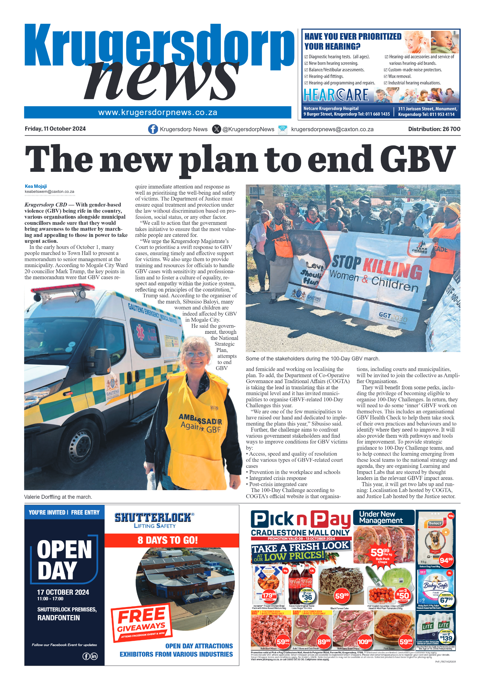 Krugersdorp News 11 October 2024 page 1