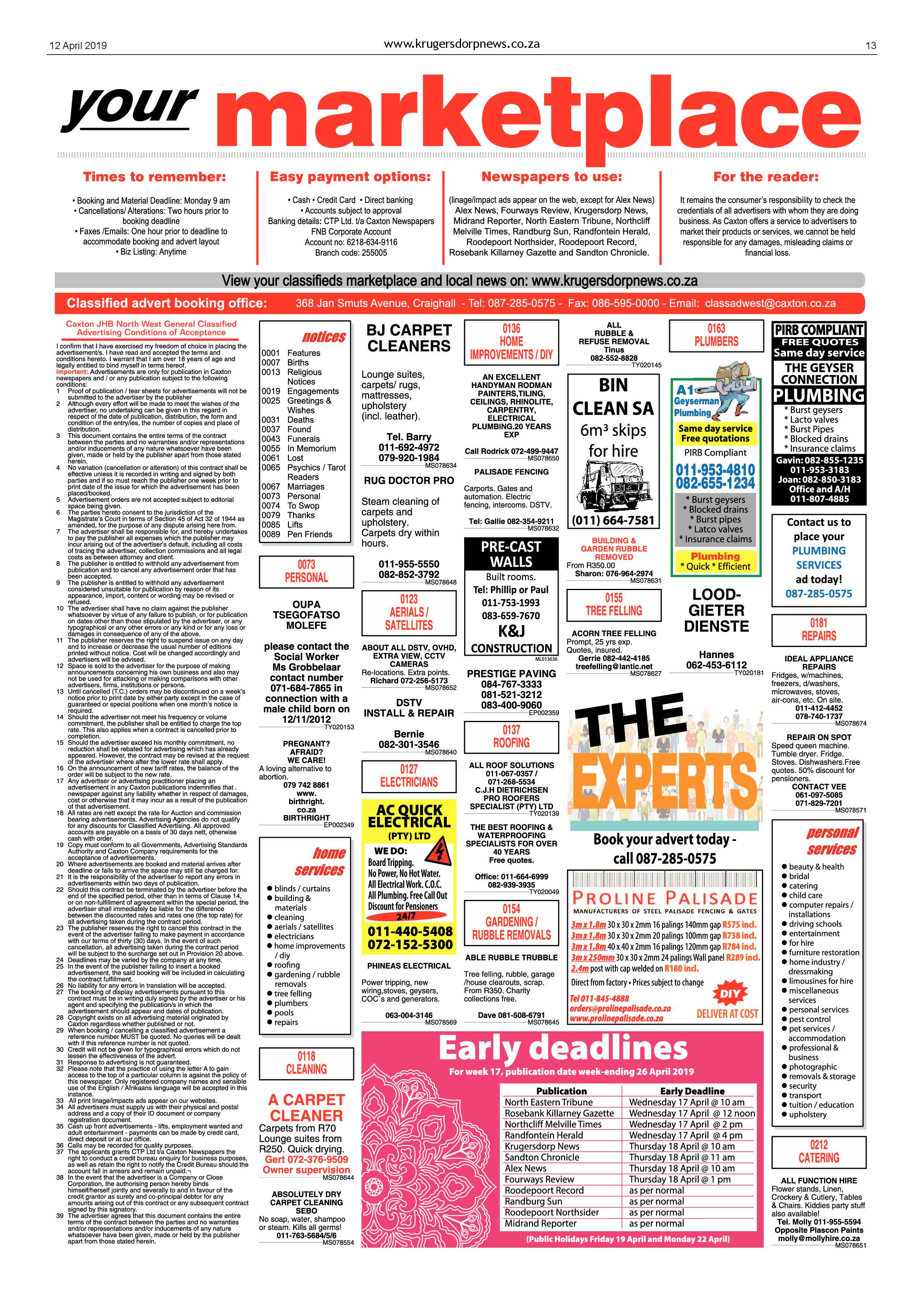 Krugersdorp News 12 April 2019 page 13