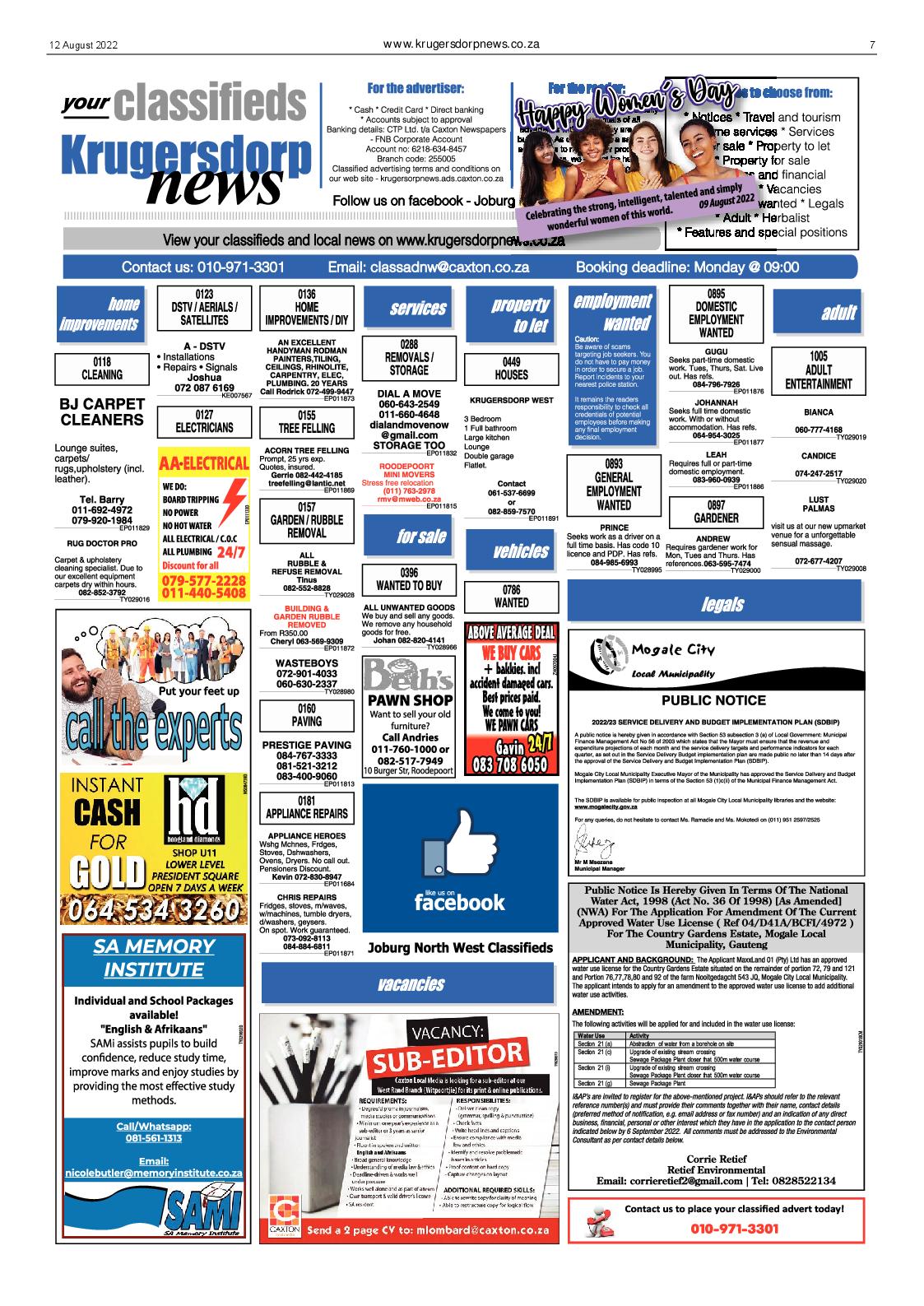 Krugersdorp News 12 August 2022 page 7