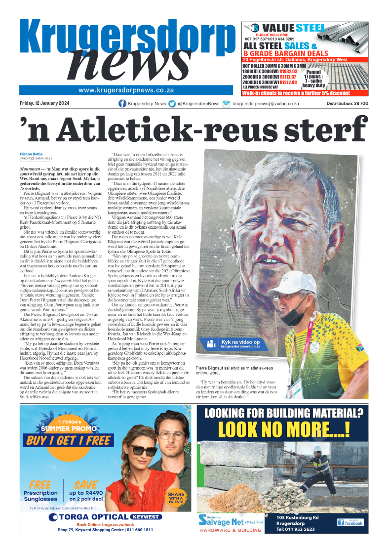Krugersdorp News 12 January 2024 page 1