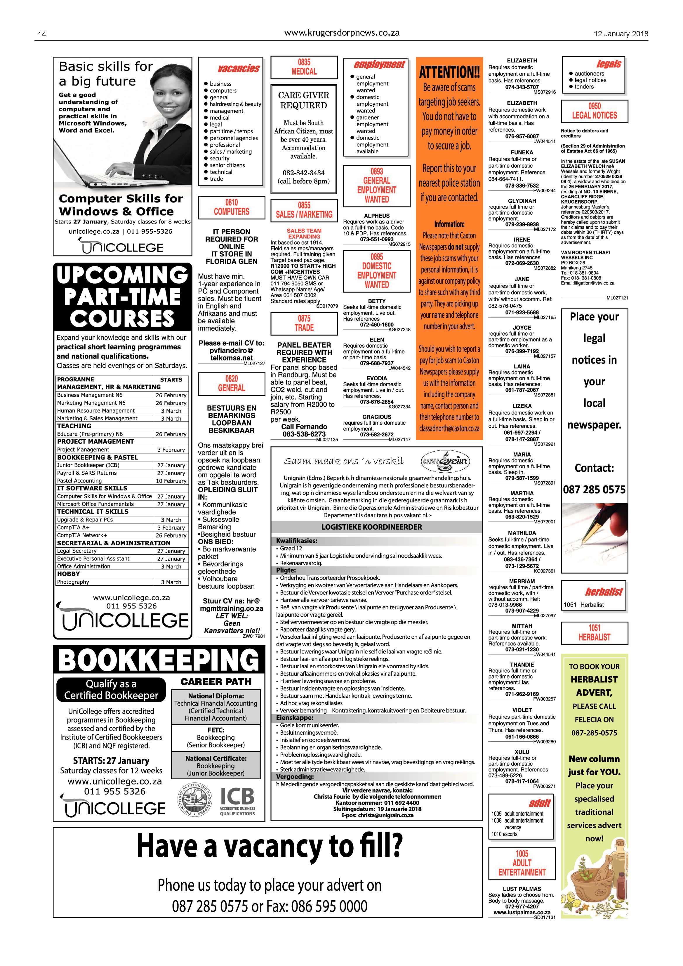 Krugersdorp News 12 January 2018 page 14