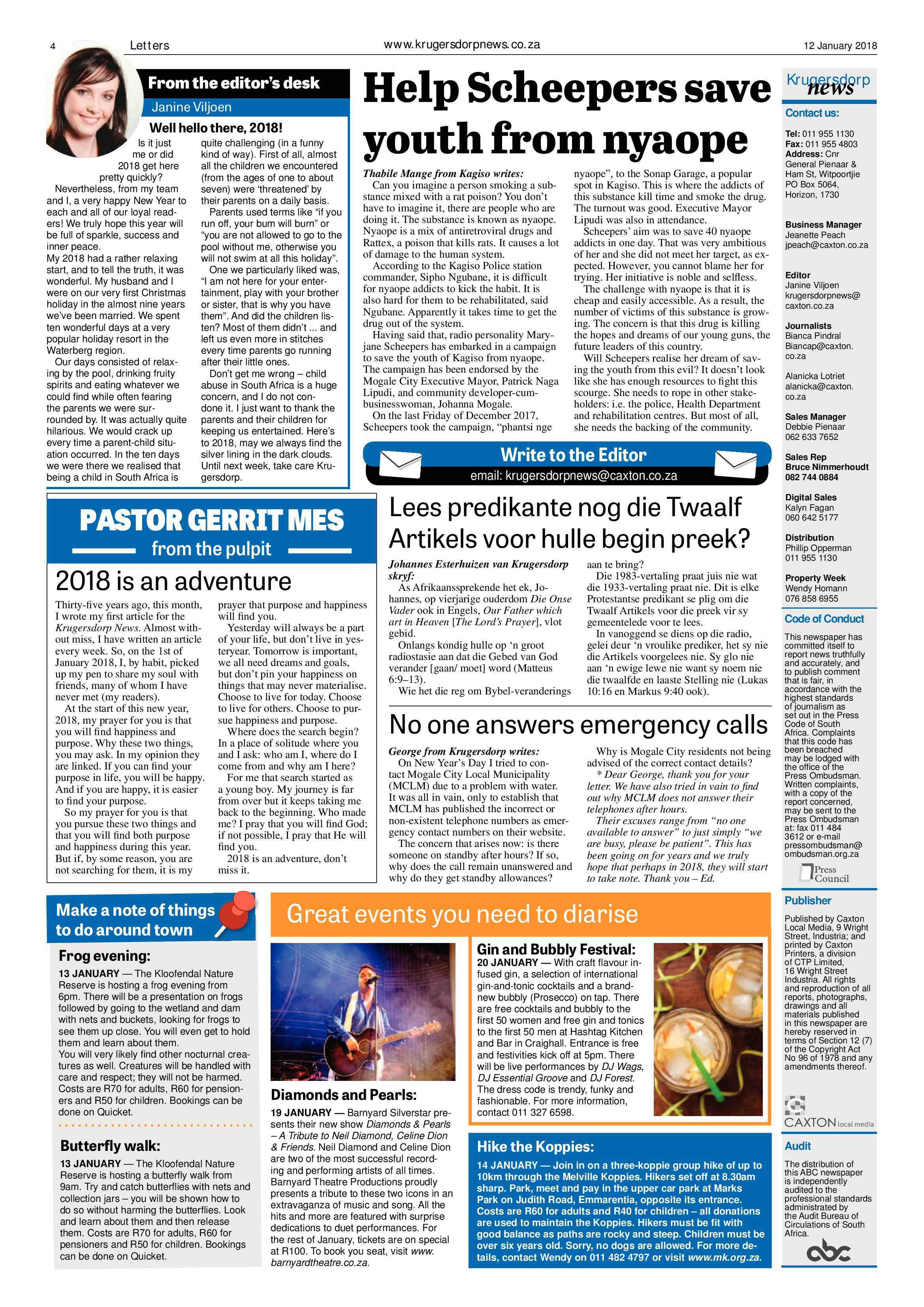 Krugersdorp News 12 January 2018 page 4