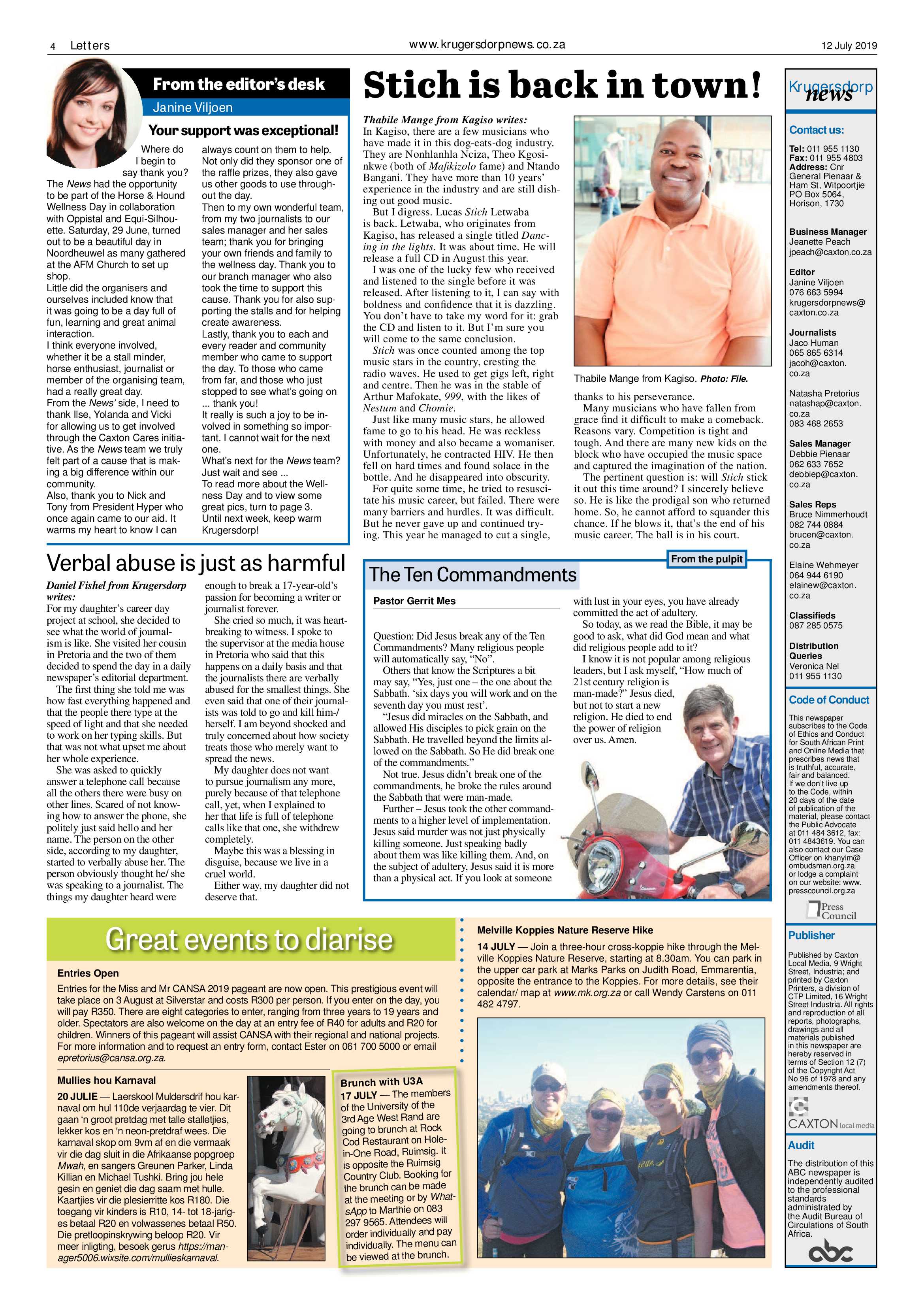 Krugersdorp News 12 July 2019 page 4