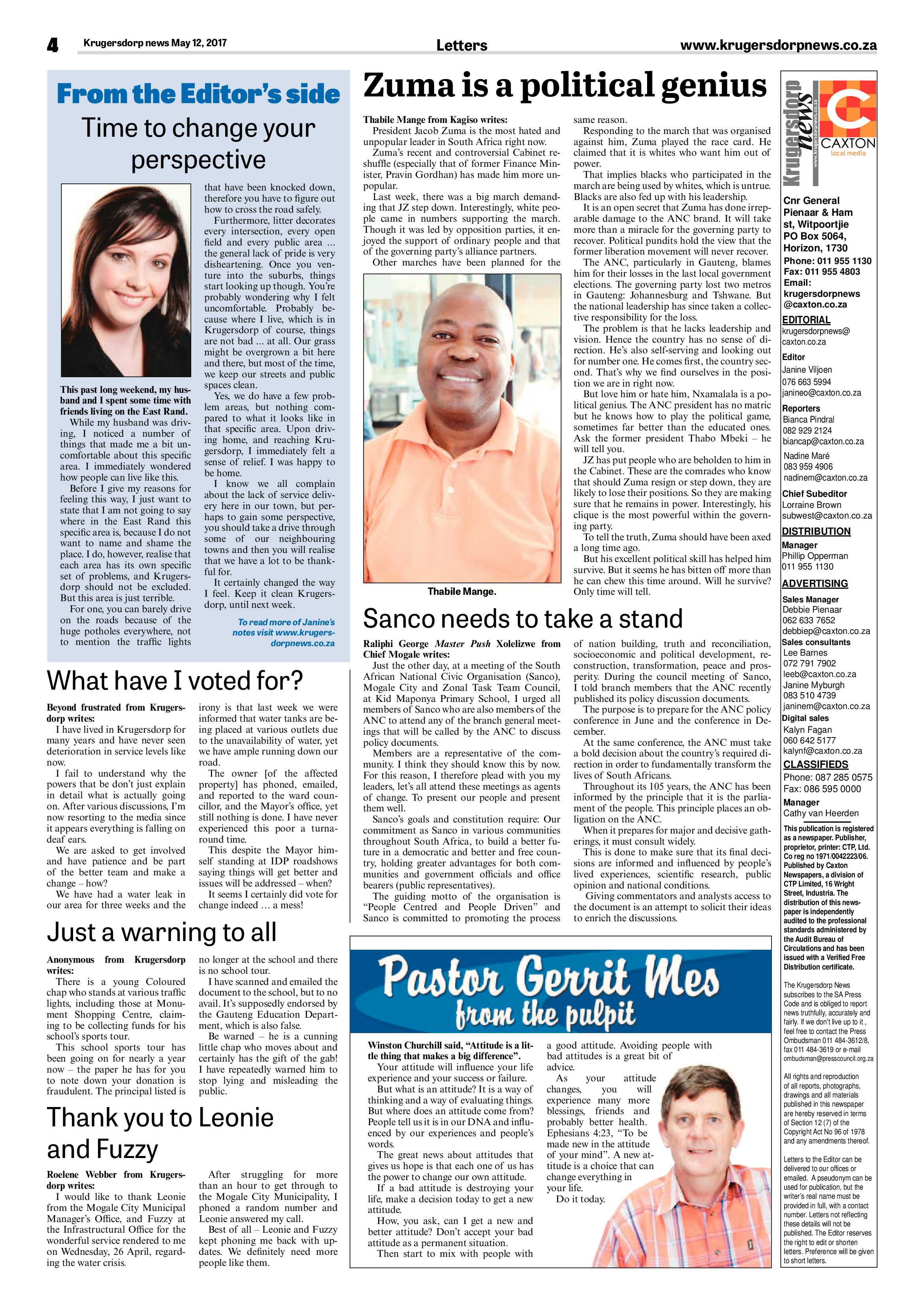 Krugersdorp News 12 May 2017 page 4