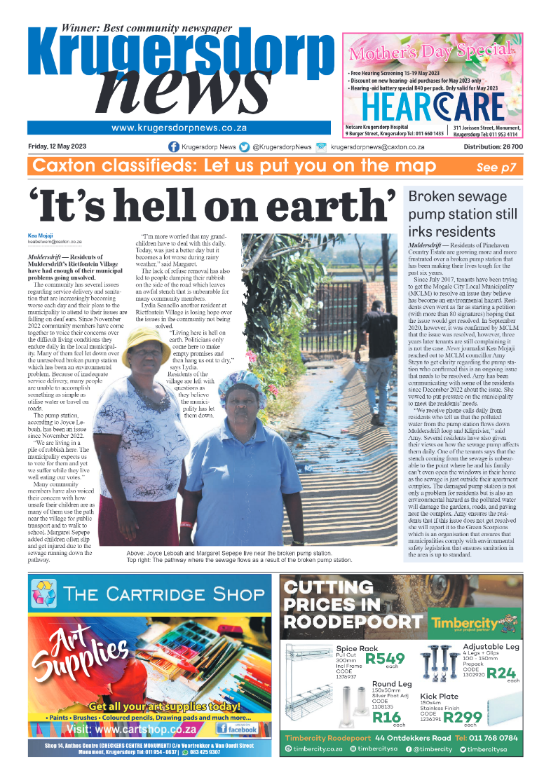 Krugersdorp News 12 May 2023 page 1