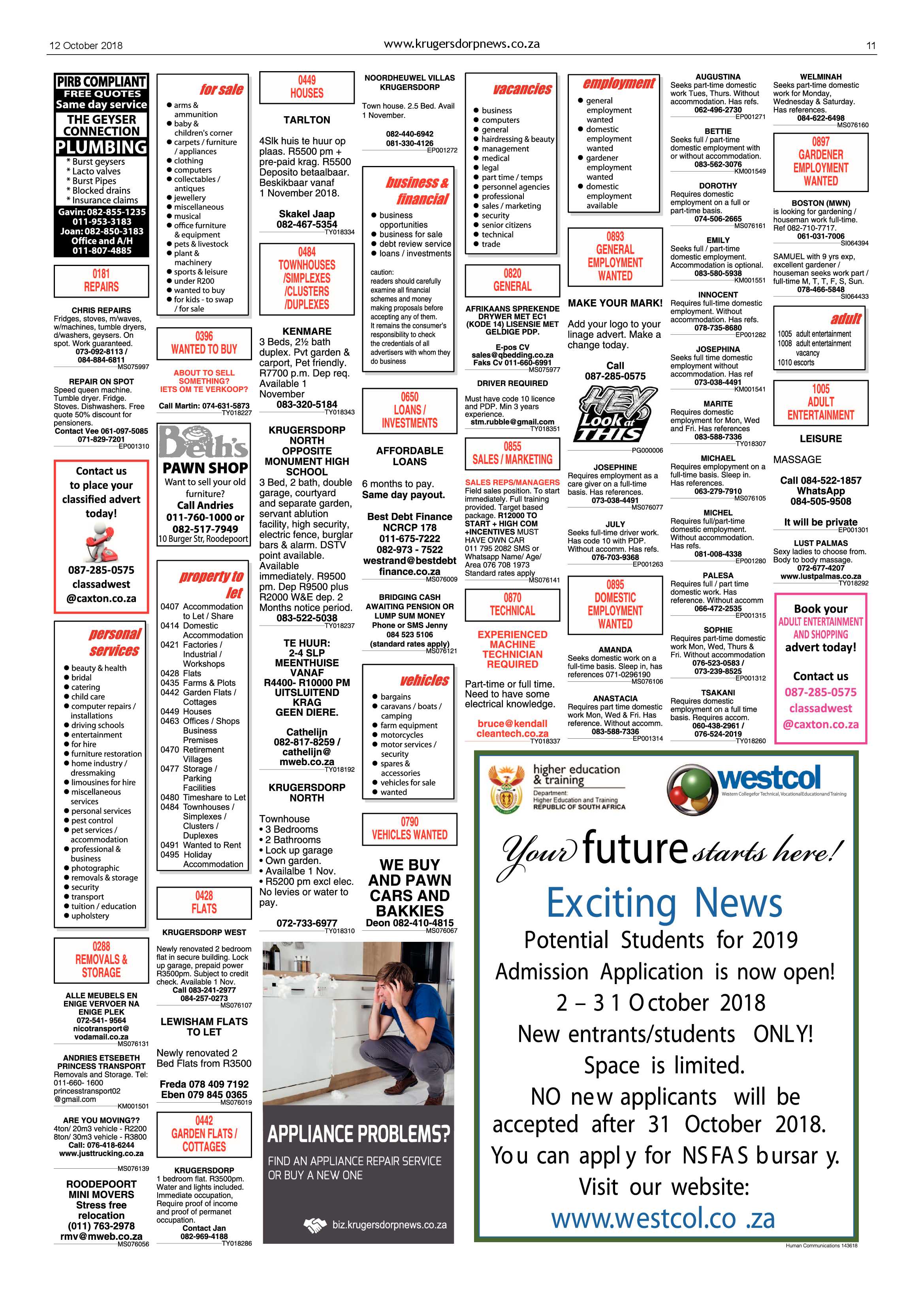 Krugersdorp News 12 October 2018 page 11