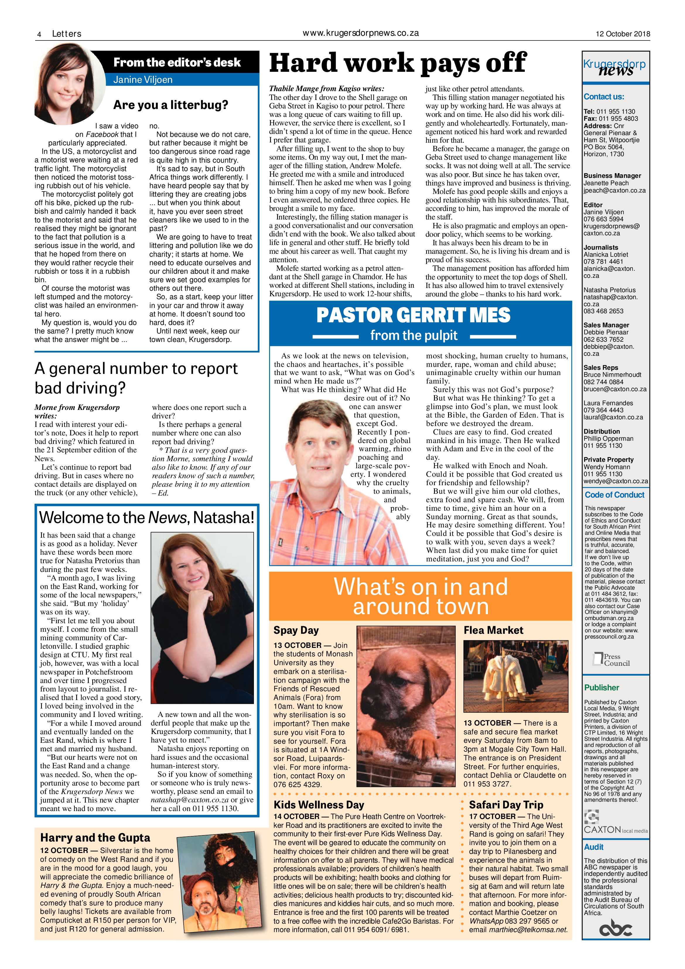 Krugersdorp News 12 October 2018 page 4