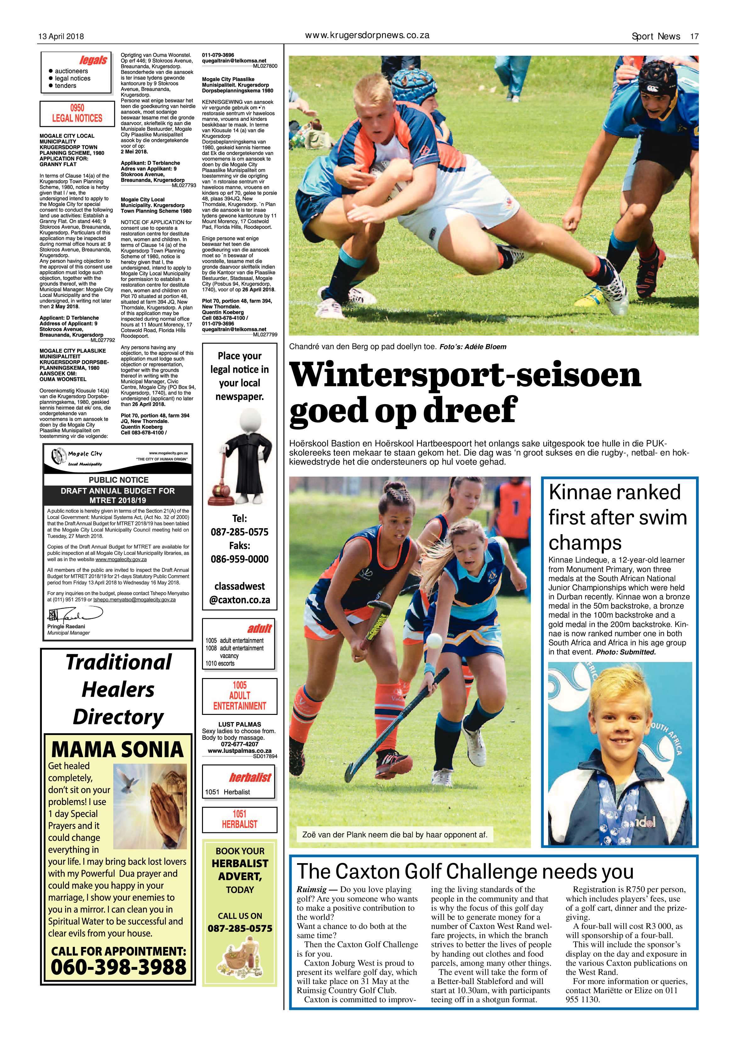 Krugersdorp News 13 April 2018 page 17