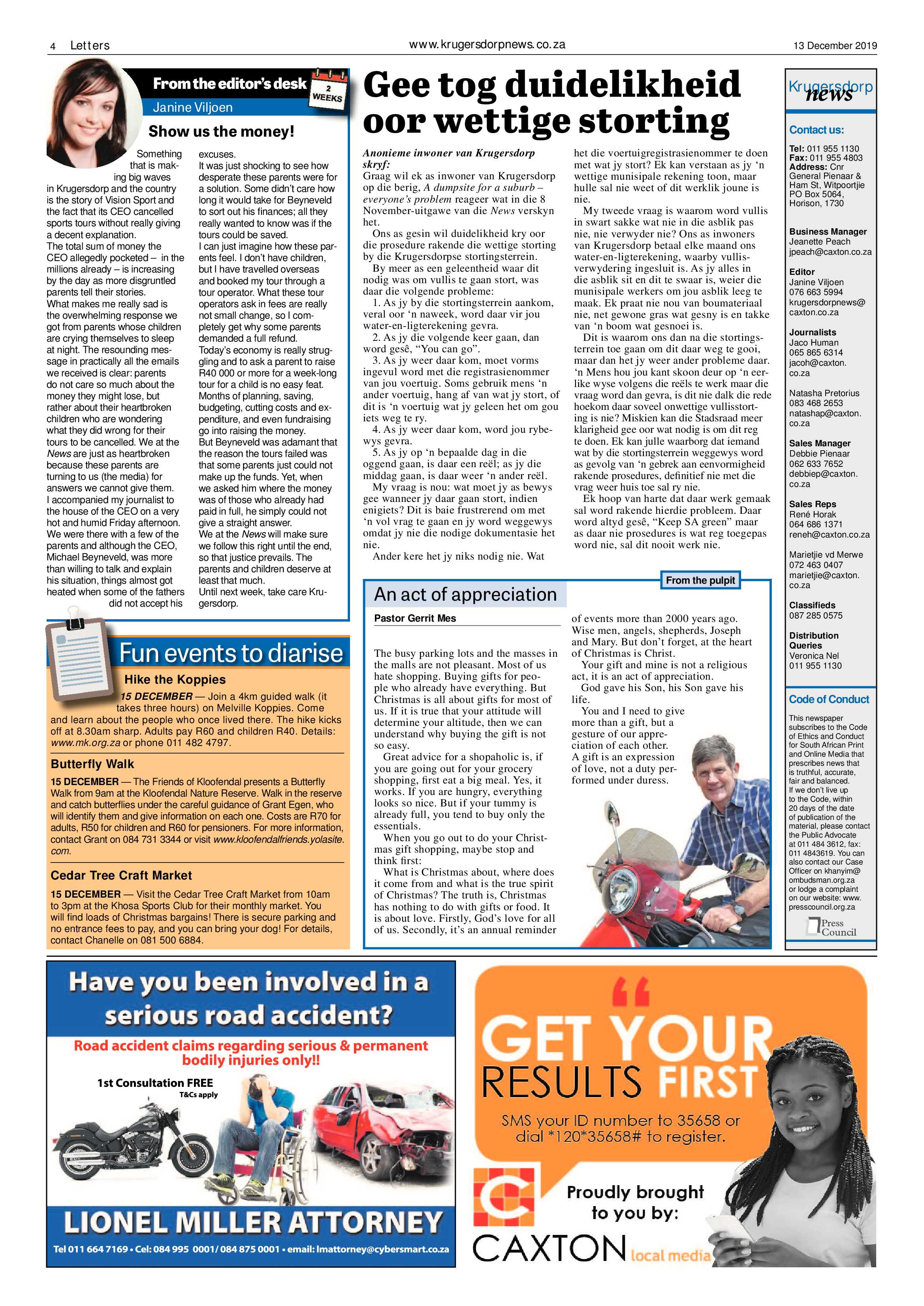 Krugersdorp News 13 December 2019 page 4