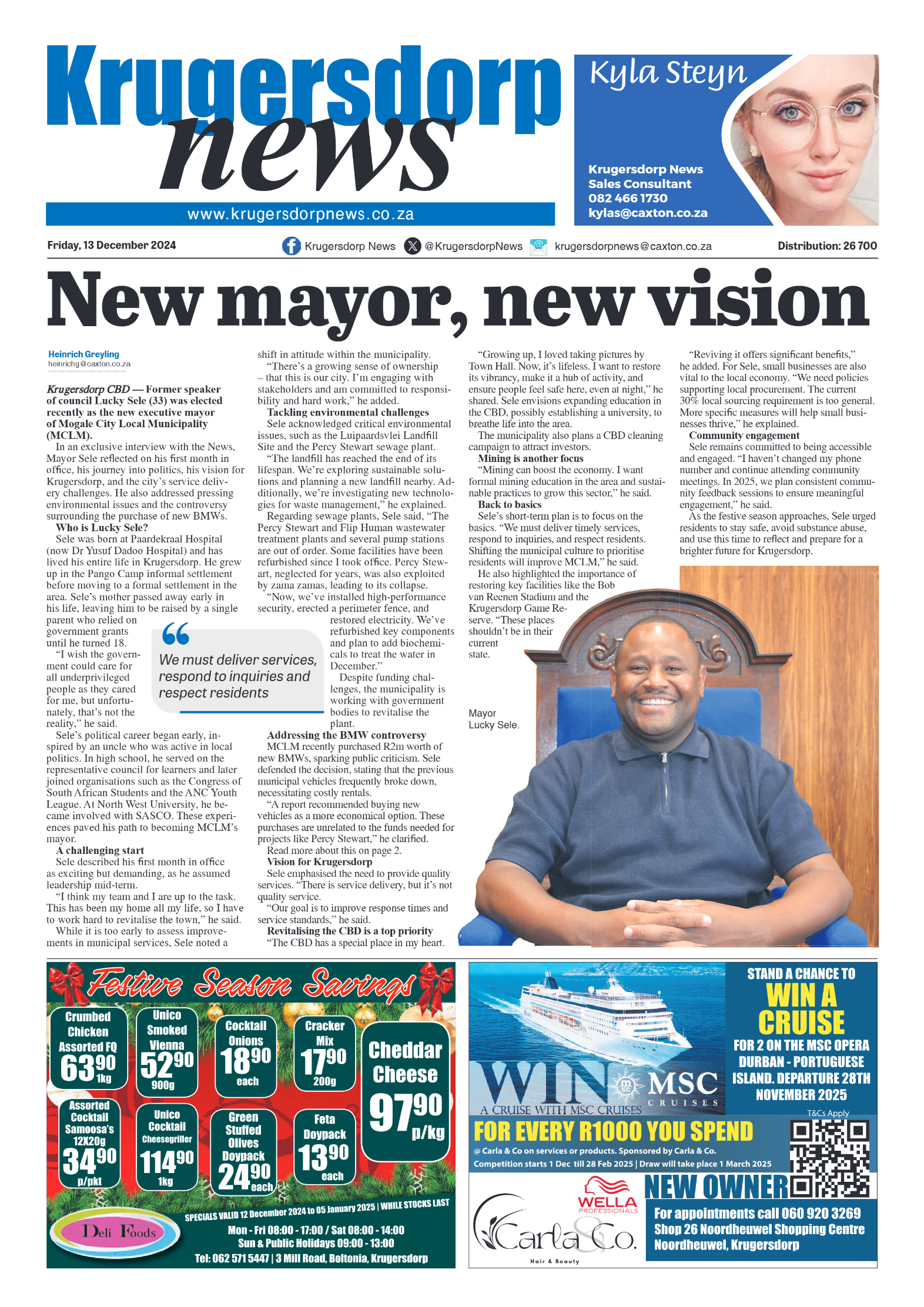 Krugersdorp News 13 December 2024 page 1