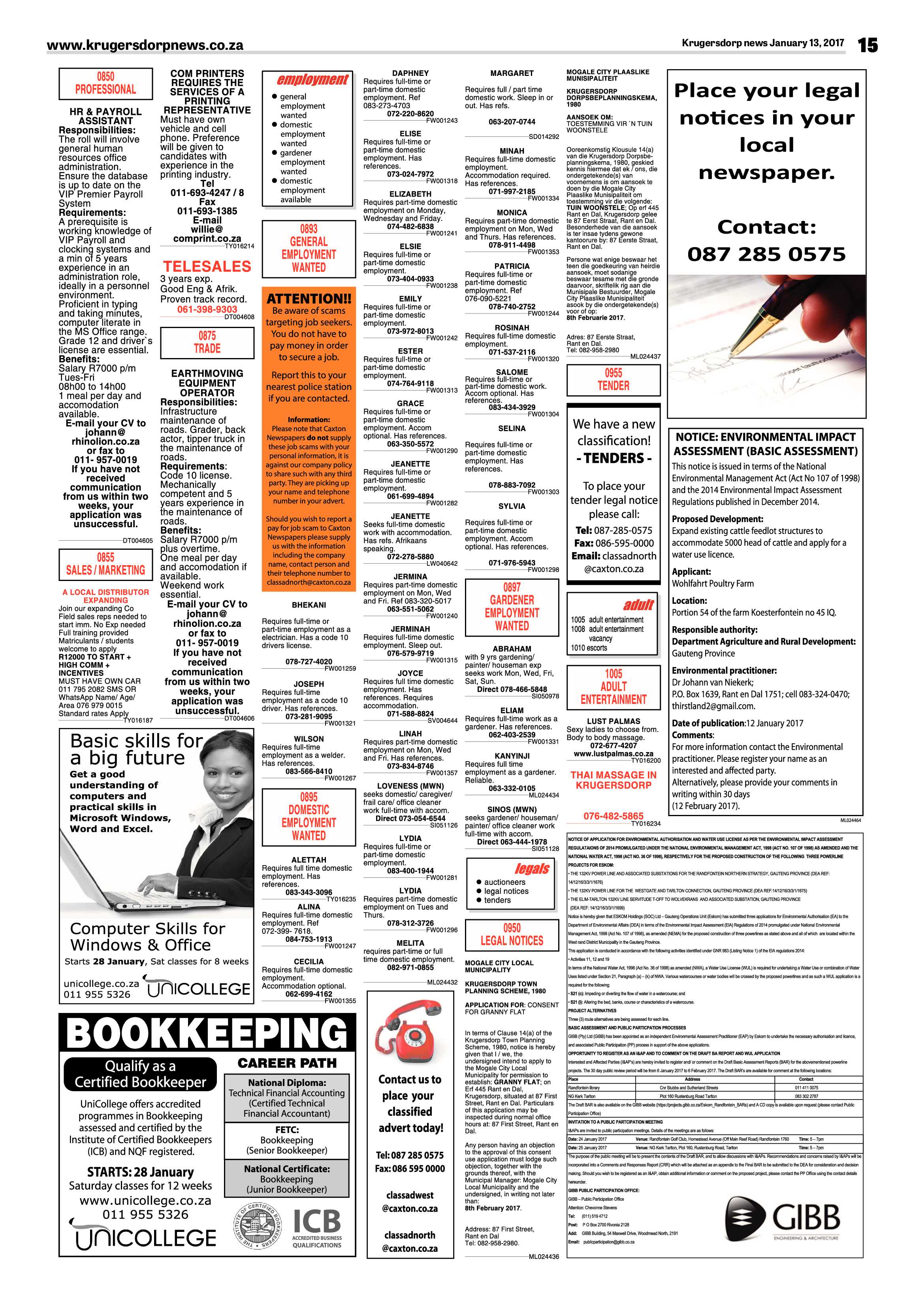 Krugersdorp News 13 January 2017 page 15