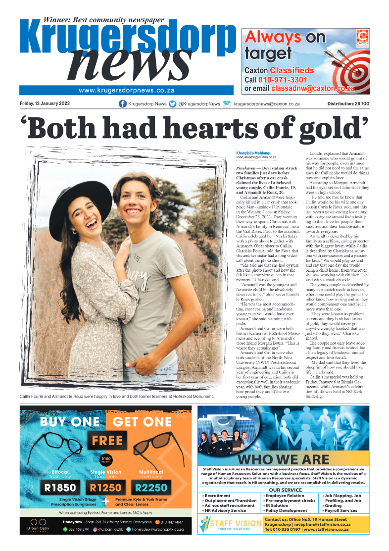Krugersdorp News 13 January 2023 page 1