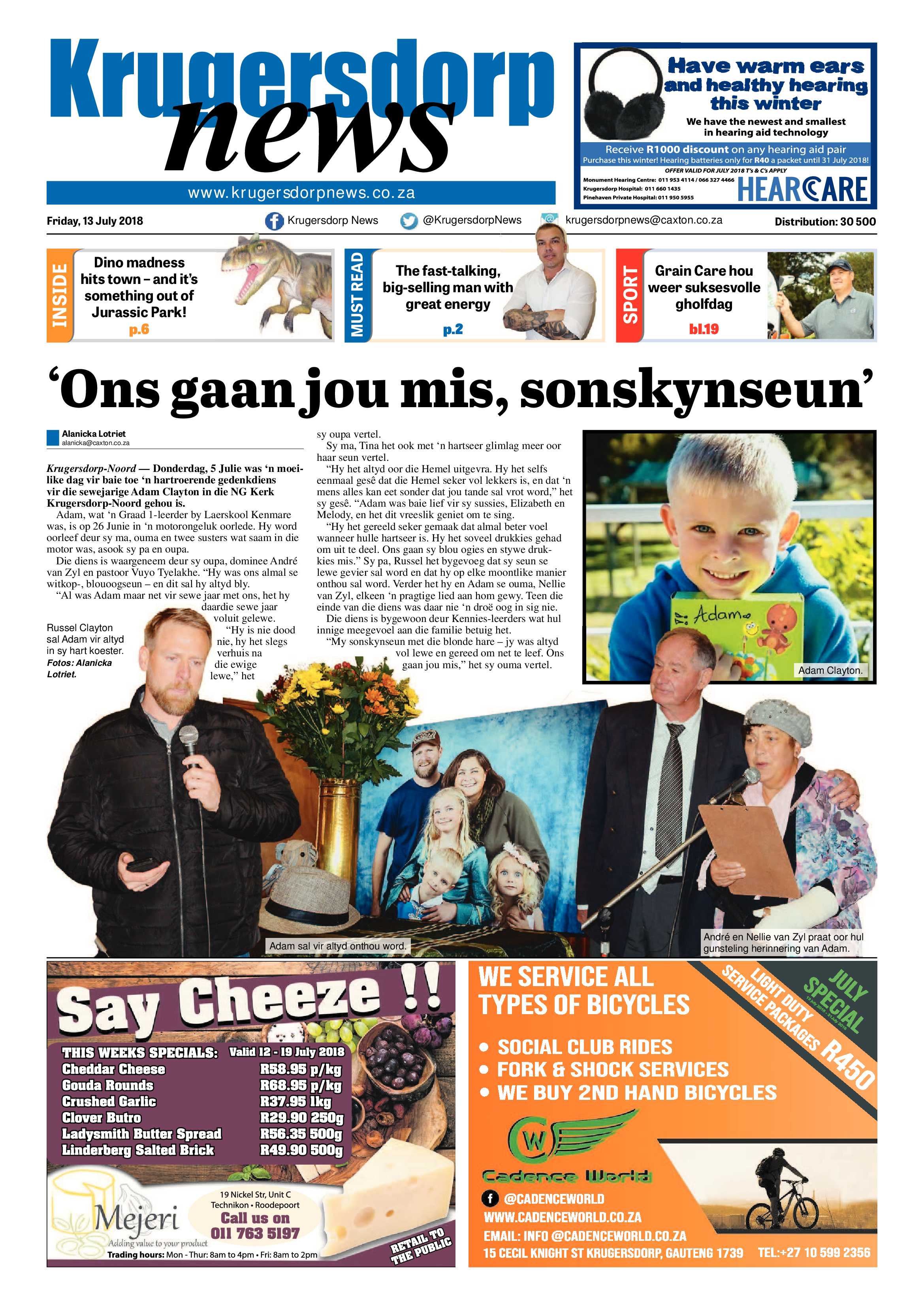 Krugersdorp News 13 July 2018 page 1
