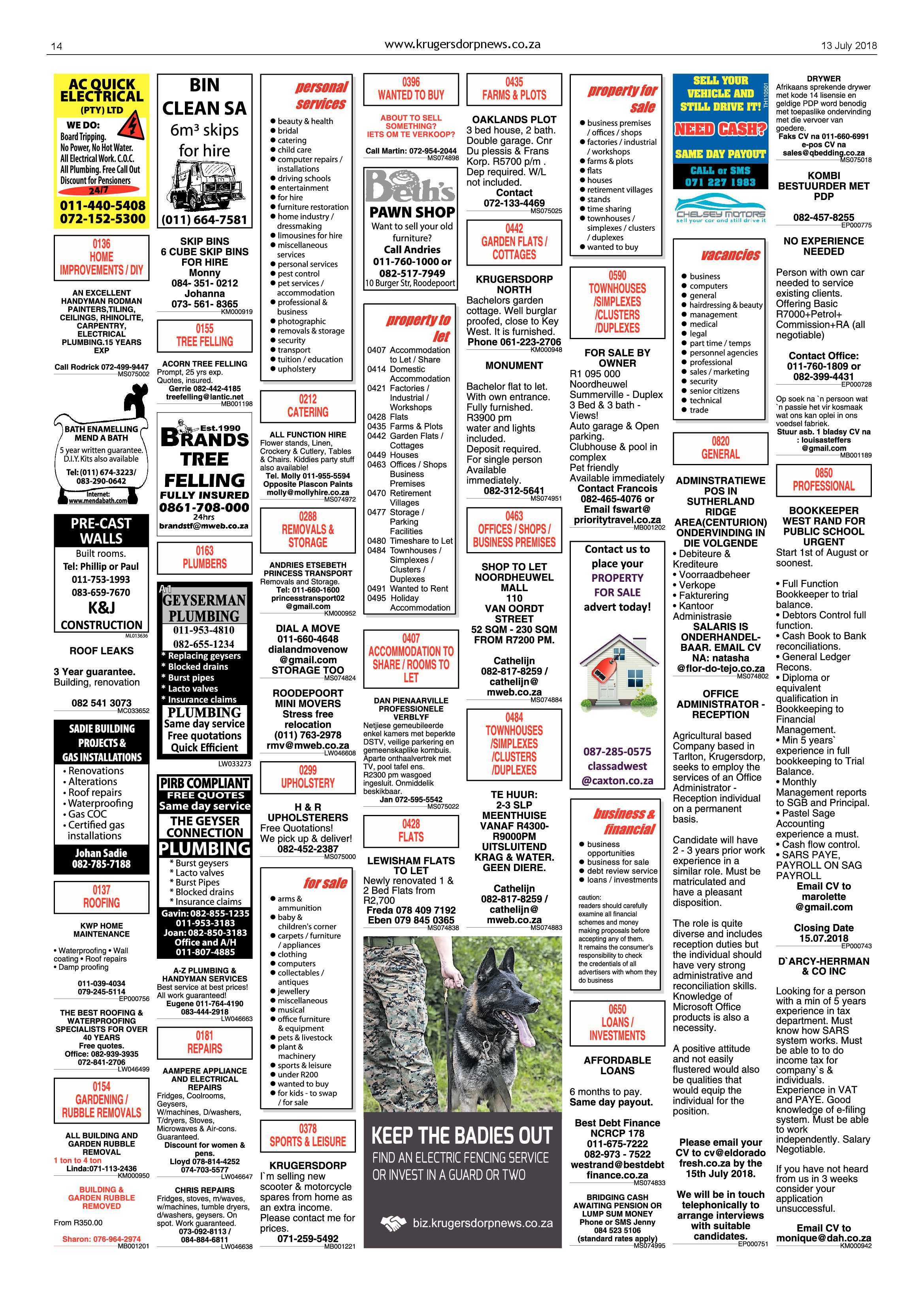 Krugersdorp News 13 July 2018 page 14