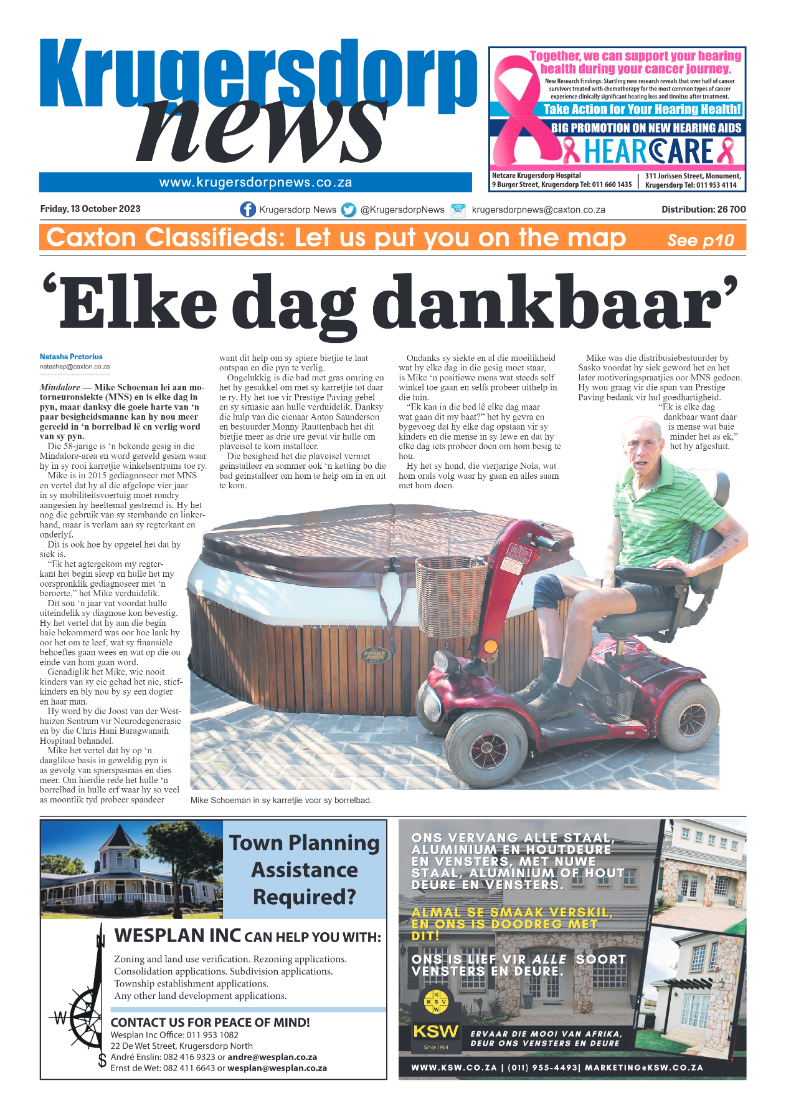 Krugersdorp News 13 October 2023 page 1