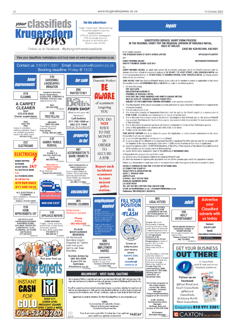 Krugersdorp News 13 October 2023 page 10