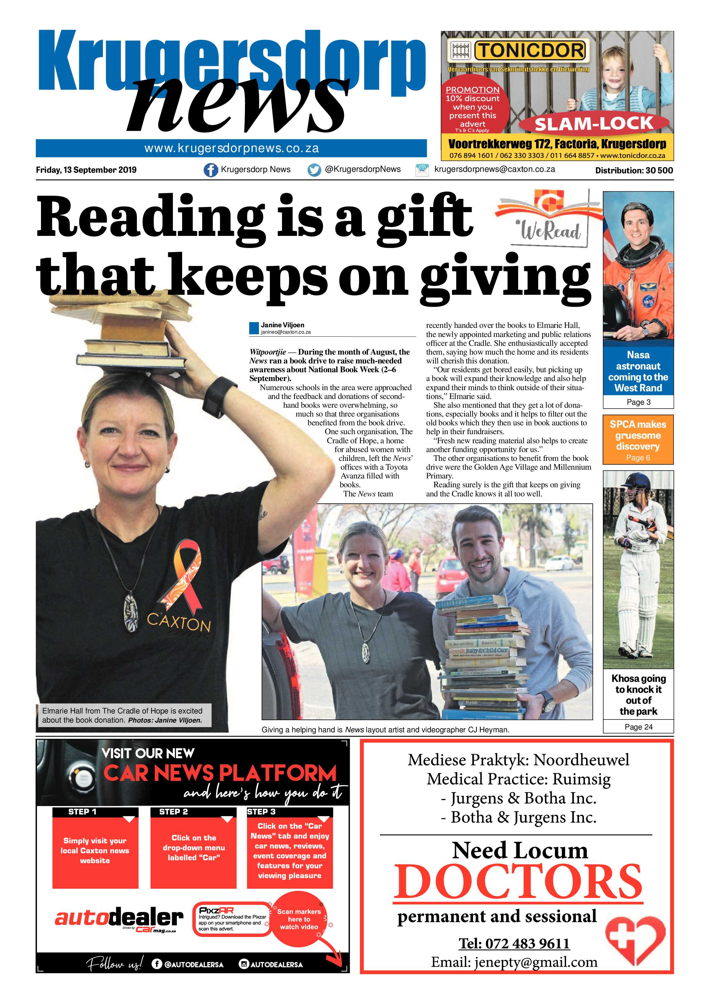 Krugersdorp News 13 September 2019 page 1
