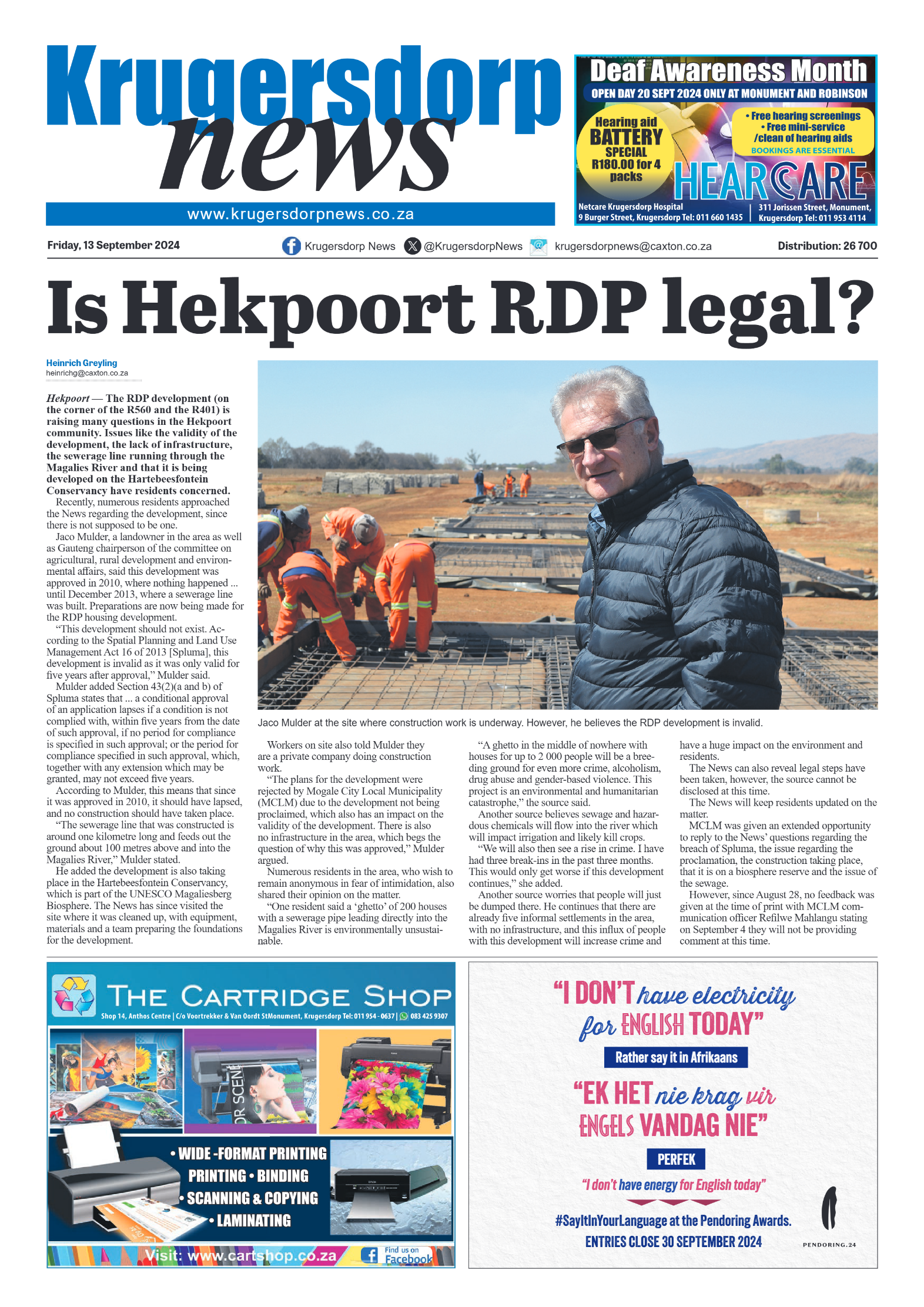 Krugersdorp News 13 September 2024 page 1