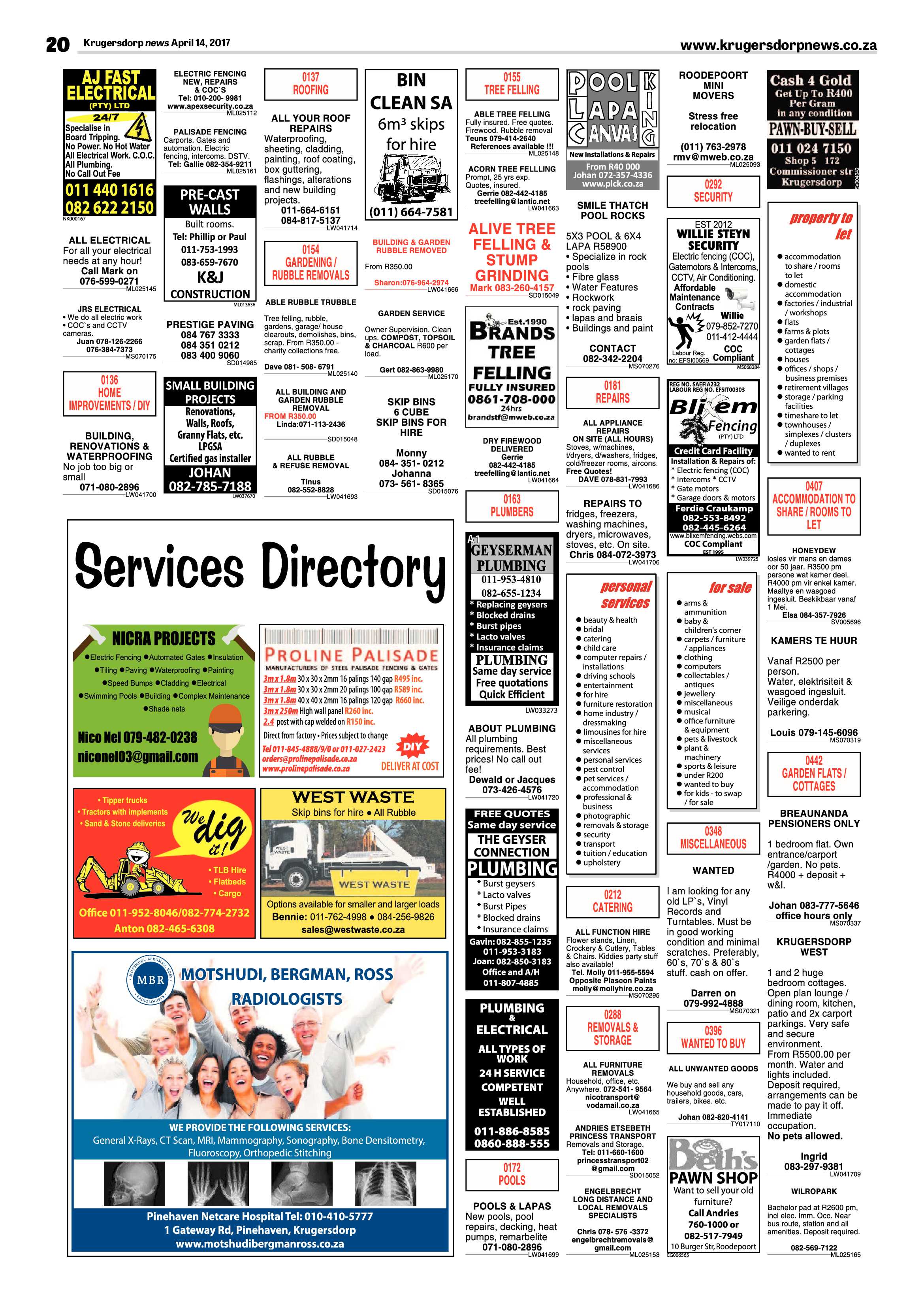 Krugersdorp News 14 April 2017 page 20