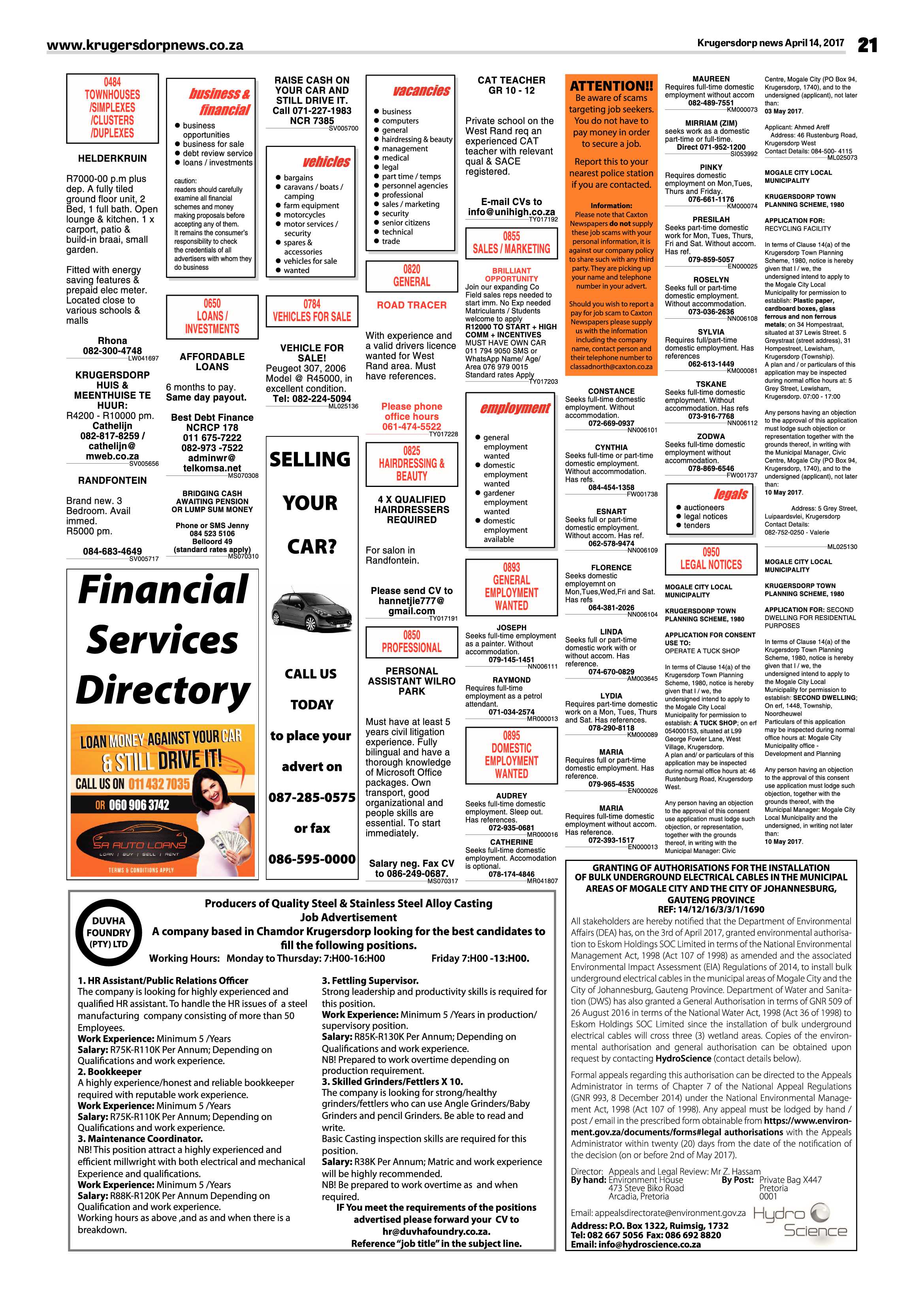 Krugersdorp News 14 April 2017 page 21