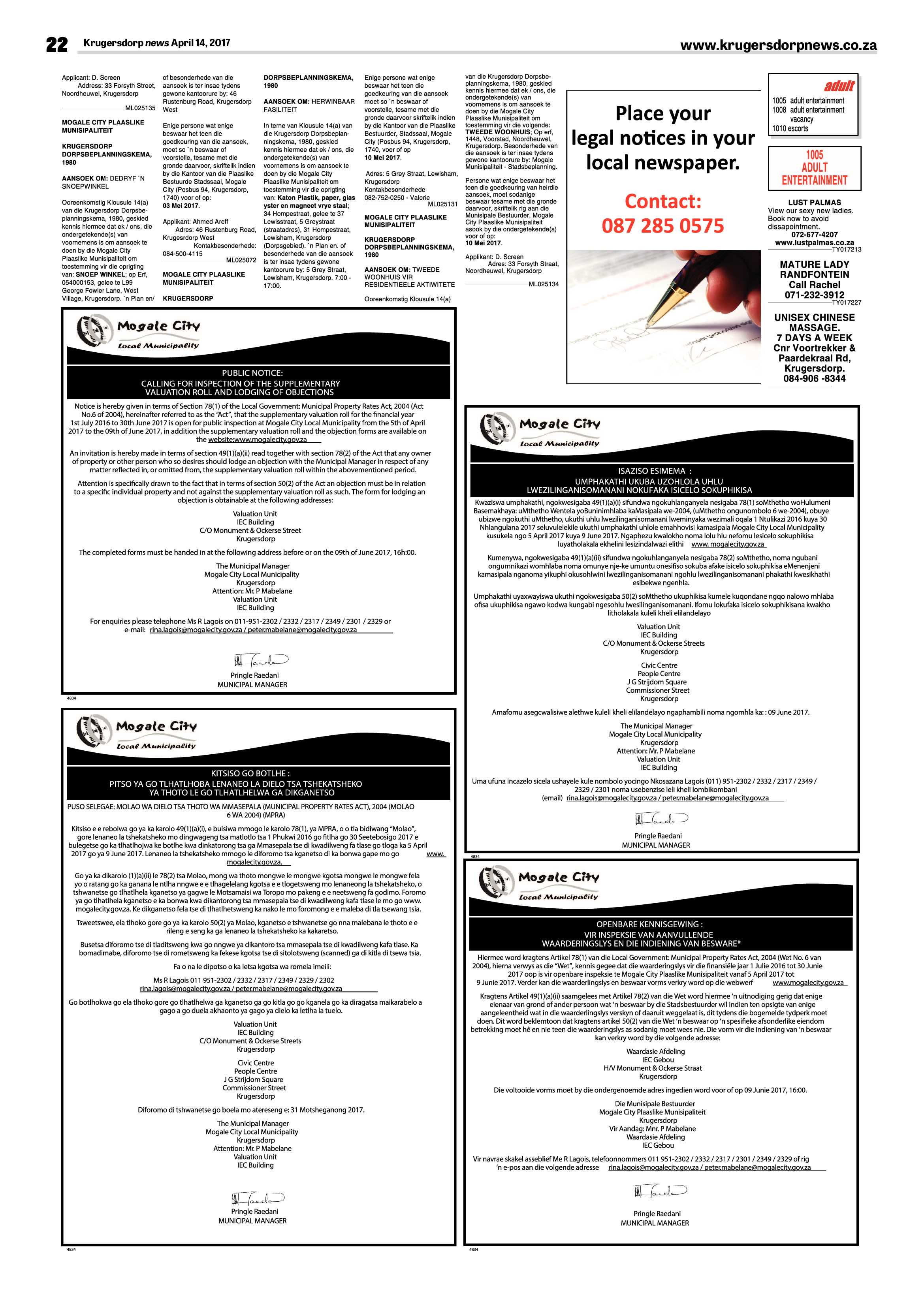 Krugersdorp News 14 April 2017 page 22