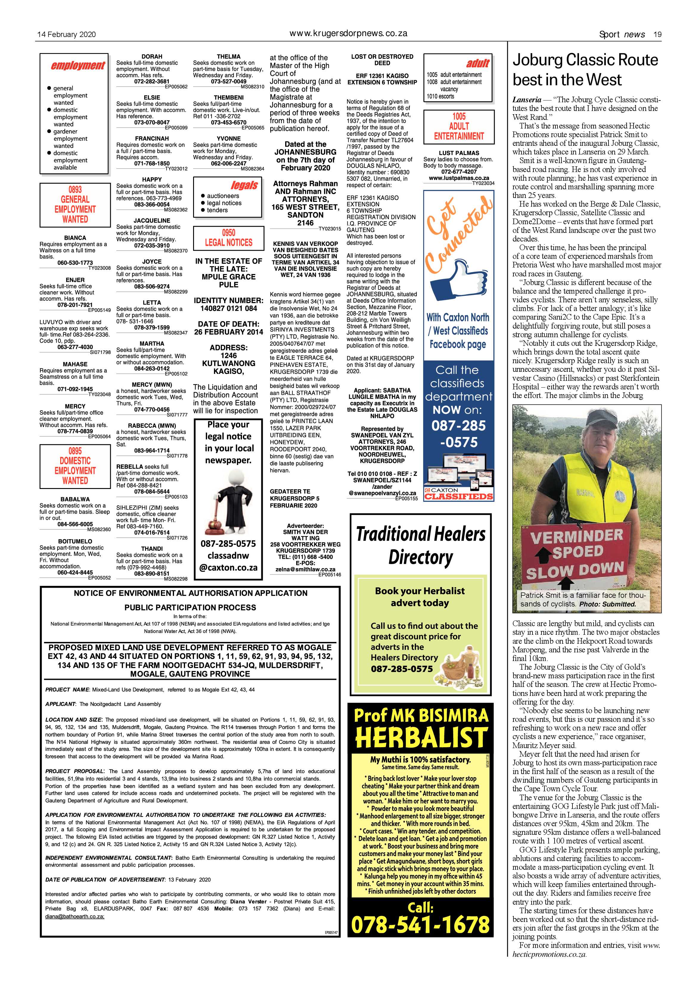 Krugersdorp News 14 February 2020 page 19