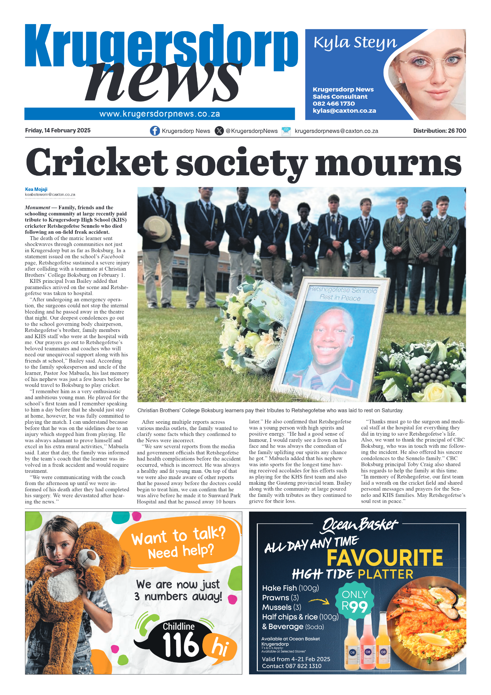 Krugersdorp News 14 February 2025 page 1