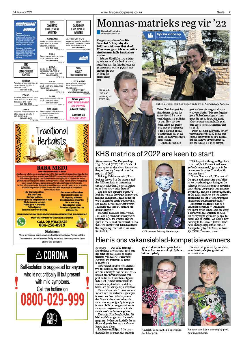 Krugersdorp News 14 January 2022 page 7