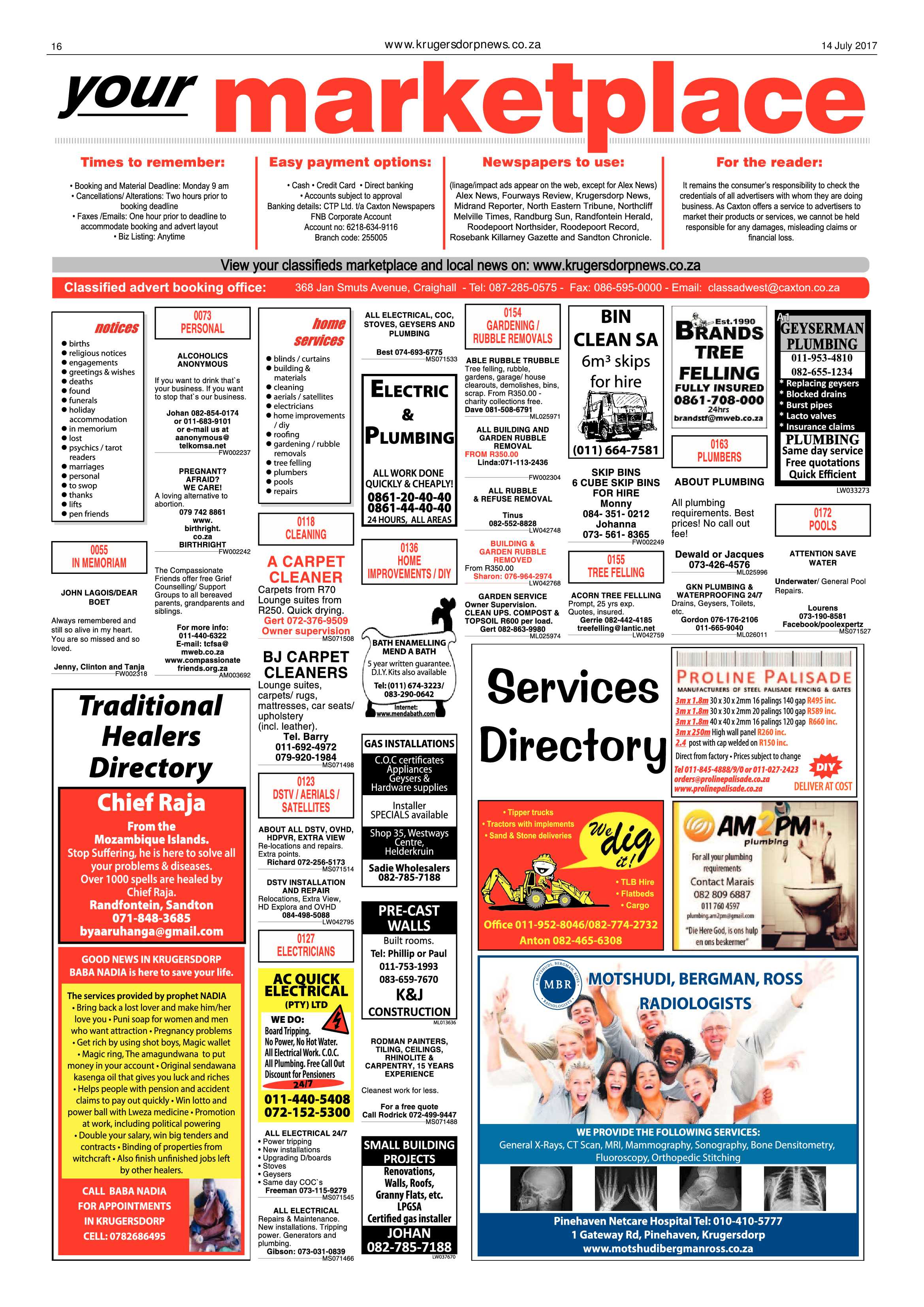 Krugersdorp News 14 July 2017 page 16