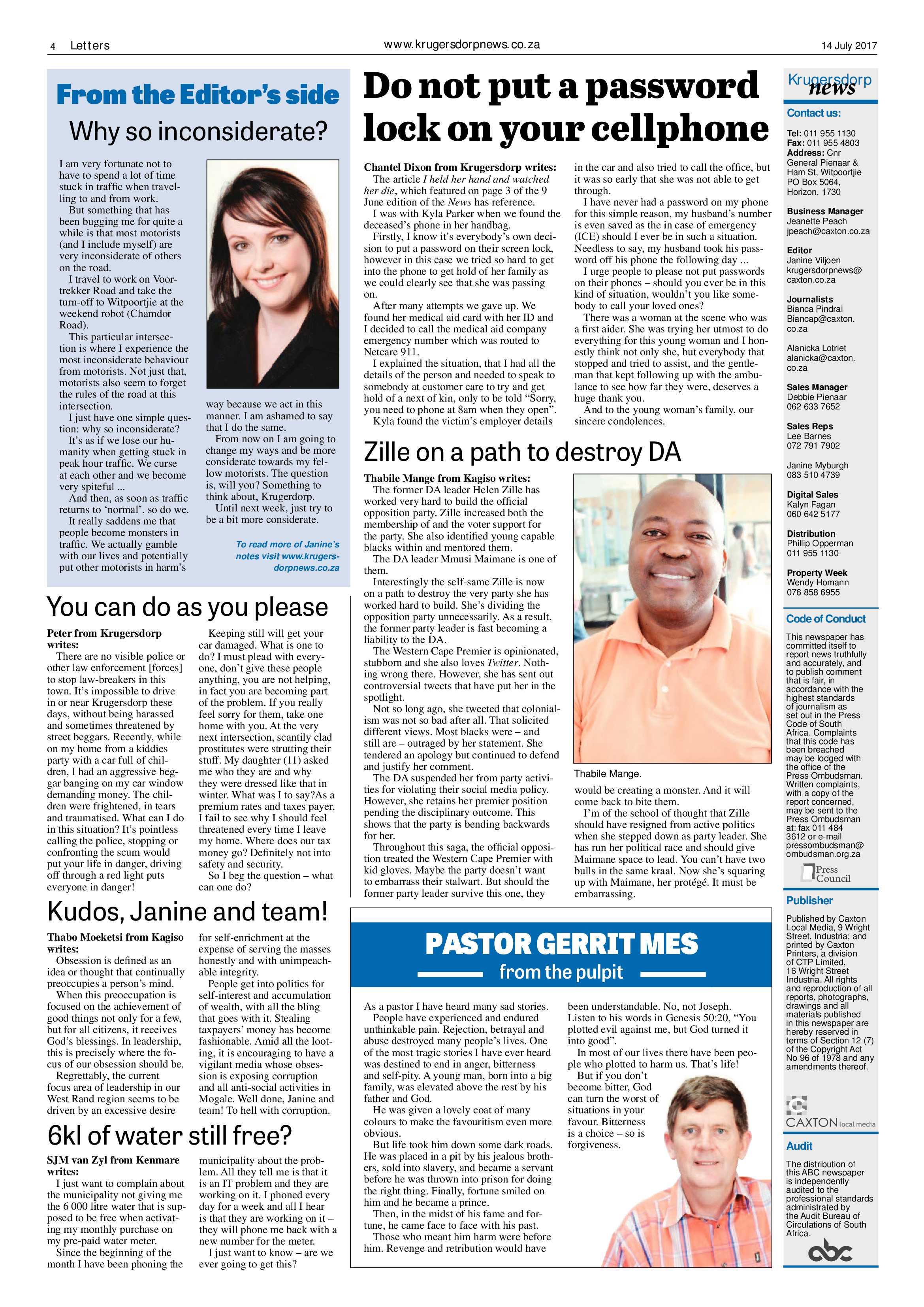 Krugersdorp News 14 July 2017 page 4