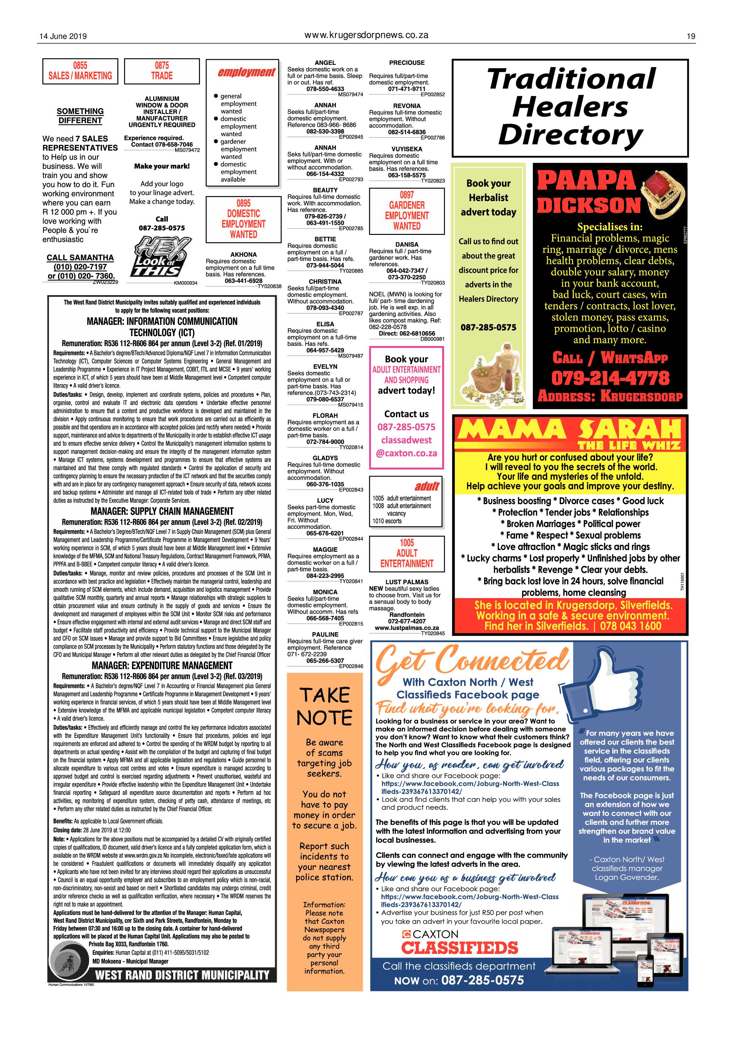 Krugersdorp News 14 June 2019 page 19