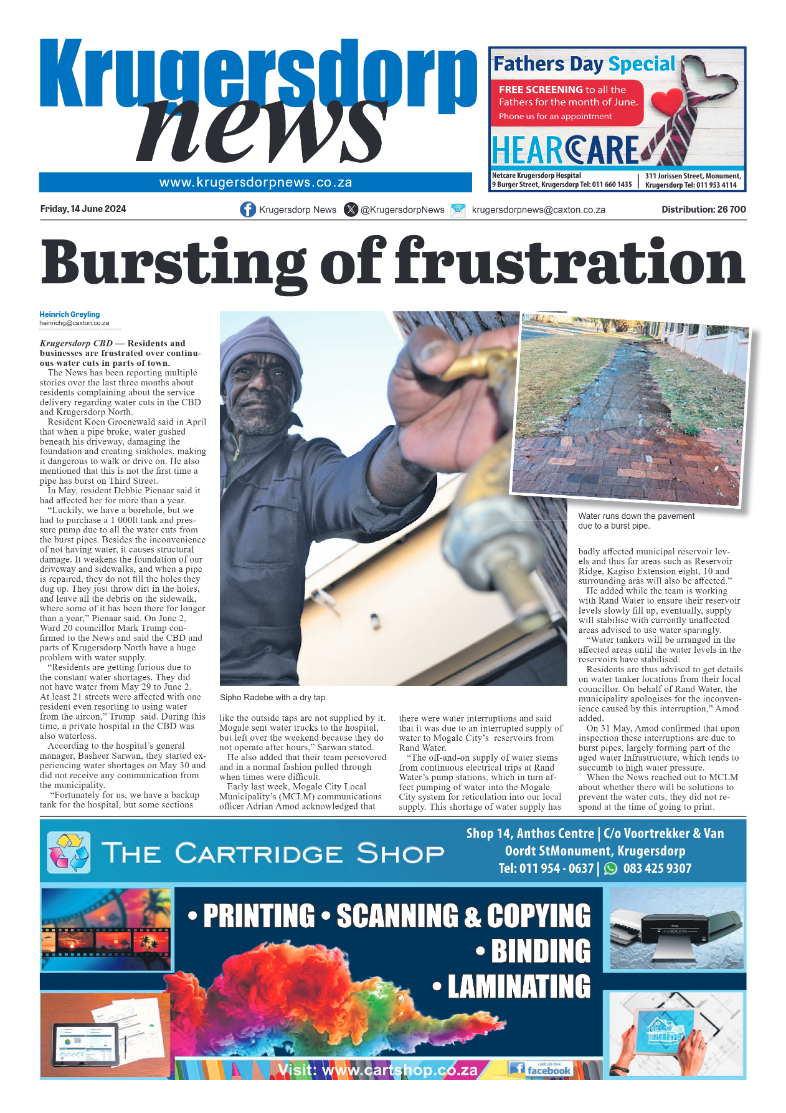 Krugersdorp News 14 June 2024 page 1