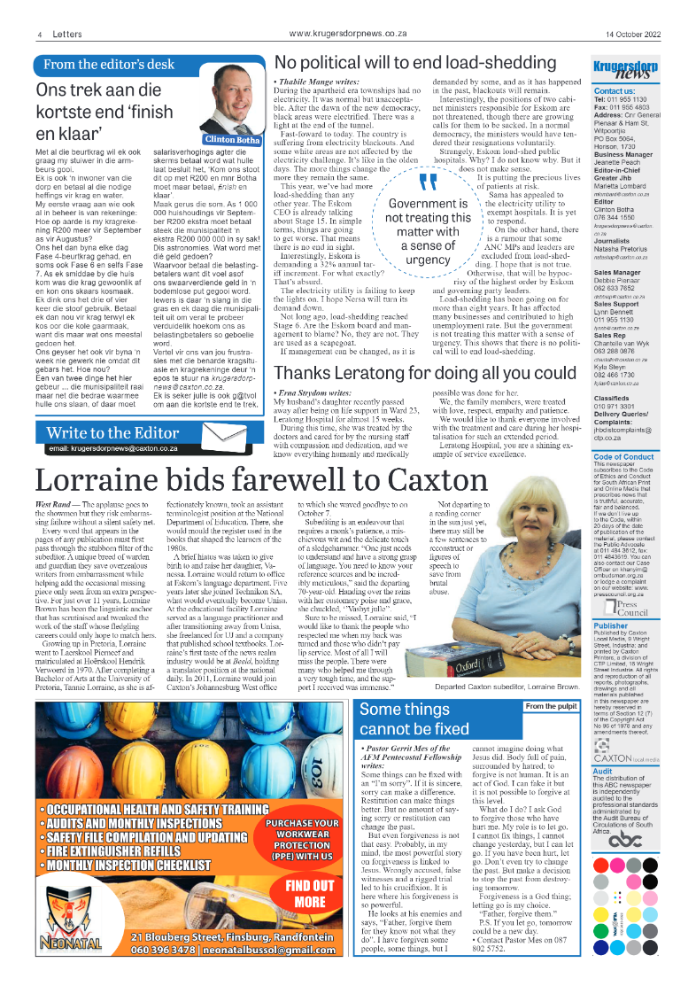 Krugersdorp News 14 October 2022 page 4