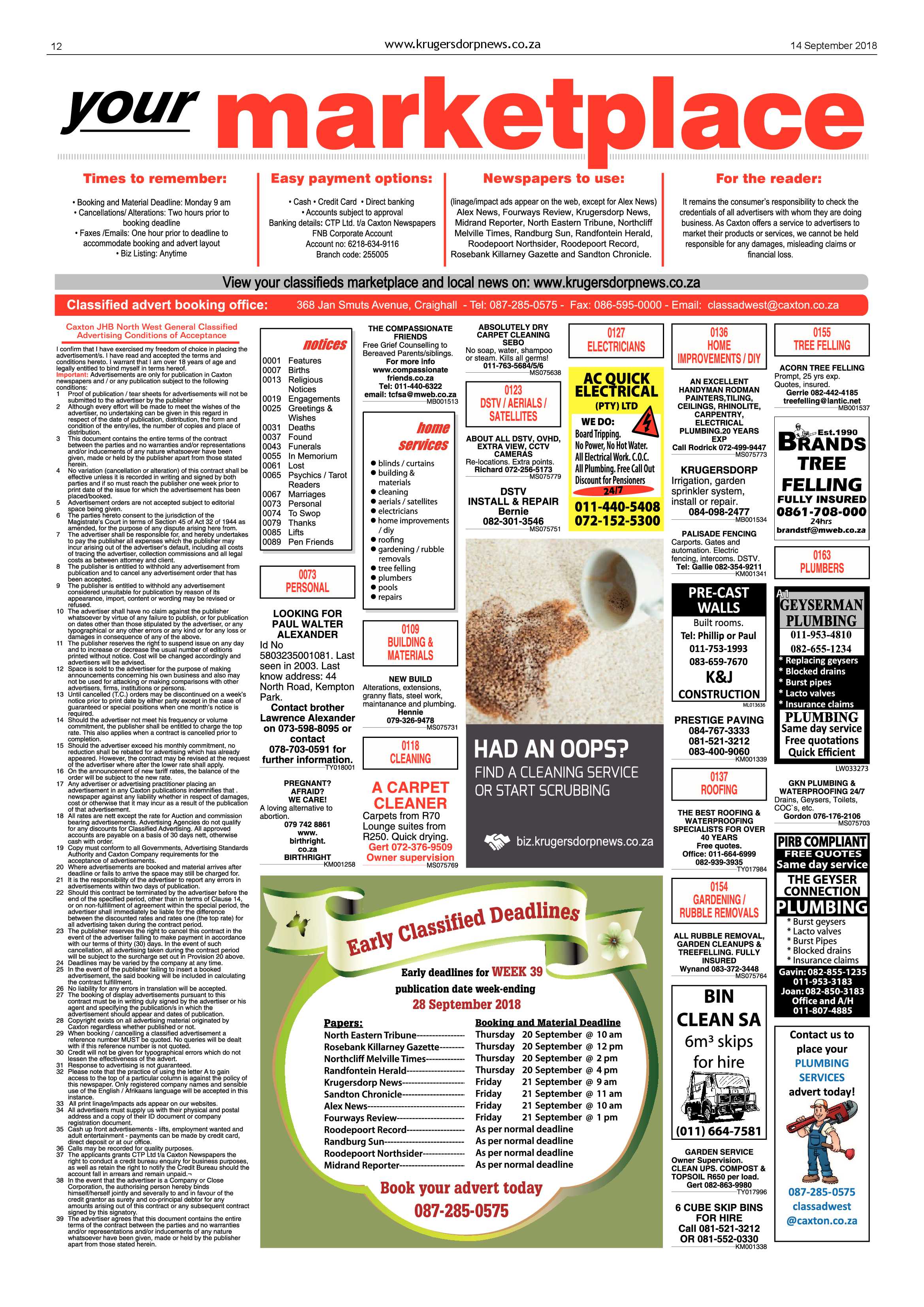 Krugersdorp News 14 September 2018 page 12